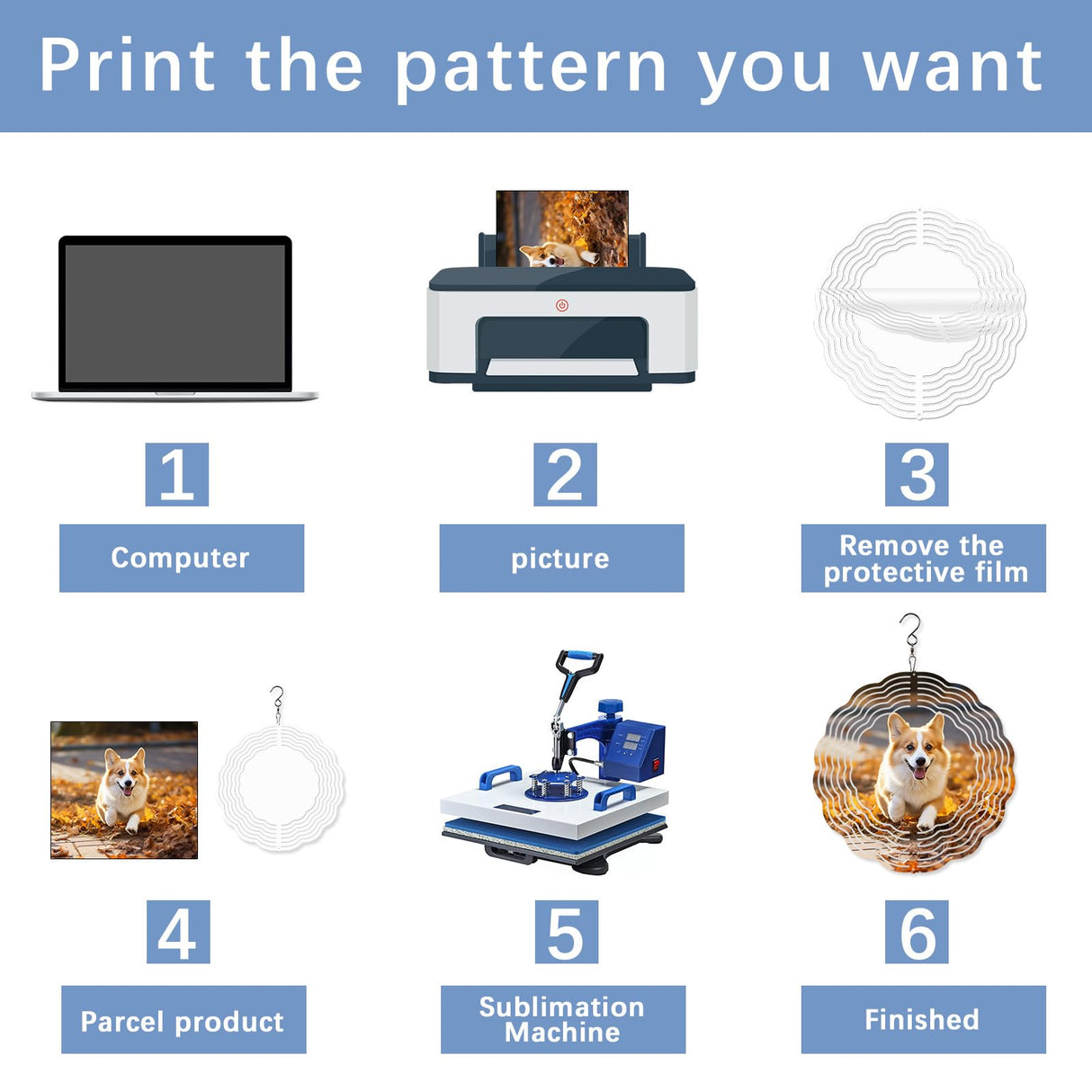 20 Pcs Sublimation Wind Spinner Blanks 8 Inch Bulk Aluminum Metal USA Warehouse Sublimation Blanks Product Outdoor Garden Decoration for Heat Press Transfer Sublimation Blank Wind Spinners DIY Gift LaiHiulaan