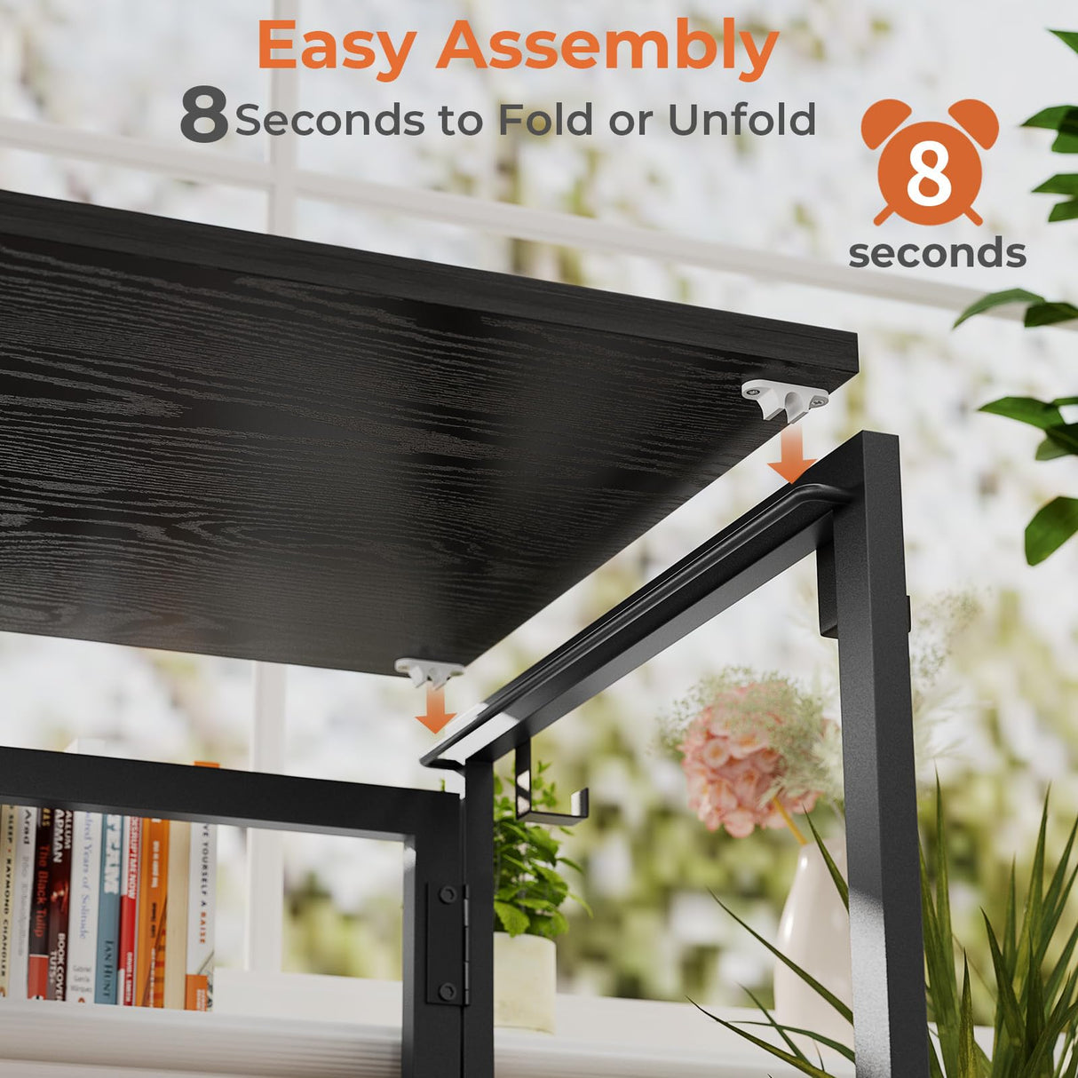 SOROGRA Small Folding Desk 31.5 Inch, Foldable Computer Desks with LED Lights and Monitor Stand, Work Portable Table for Bedroom Home Office, Black SOROGRA