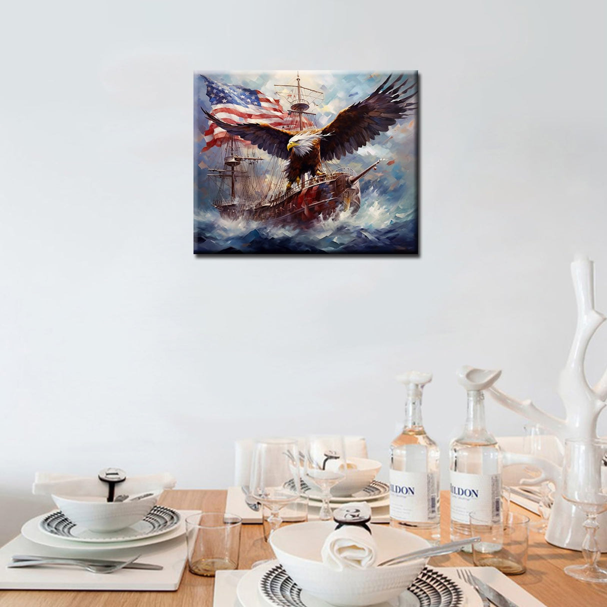 Tucocoo Warship Paint by Numbers for Adult,Painting Kits for Adults Sea Eagle Paint by Numbers Handmade Hanging Patriotic Acrylic Painting Kit Canvas Decor Artwork Home Wall Decor 16x20inch Frameless Tucocoo