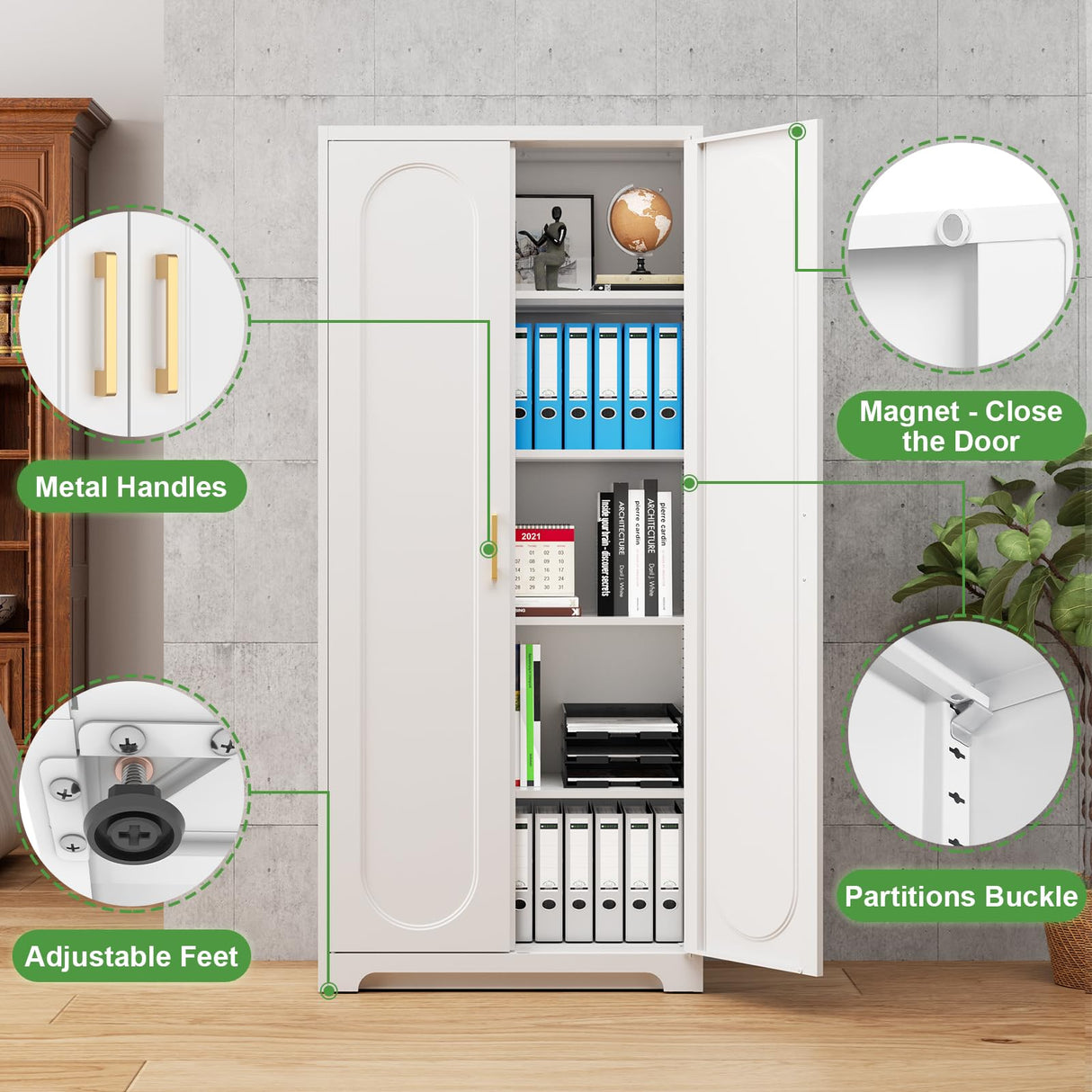 TIMELESS PIECES Kitchen Pantry Cabinet,Pantry Storage Cabinet, 71" Tall Kitchen Storage Cabinets with Doors and 4 Adjustable Shelves,Metal Food Pantry Cabinet for Kitchen, Livingroom TIMELESS PIECES