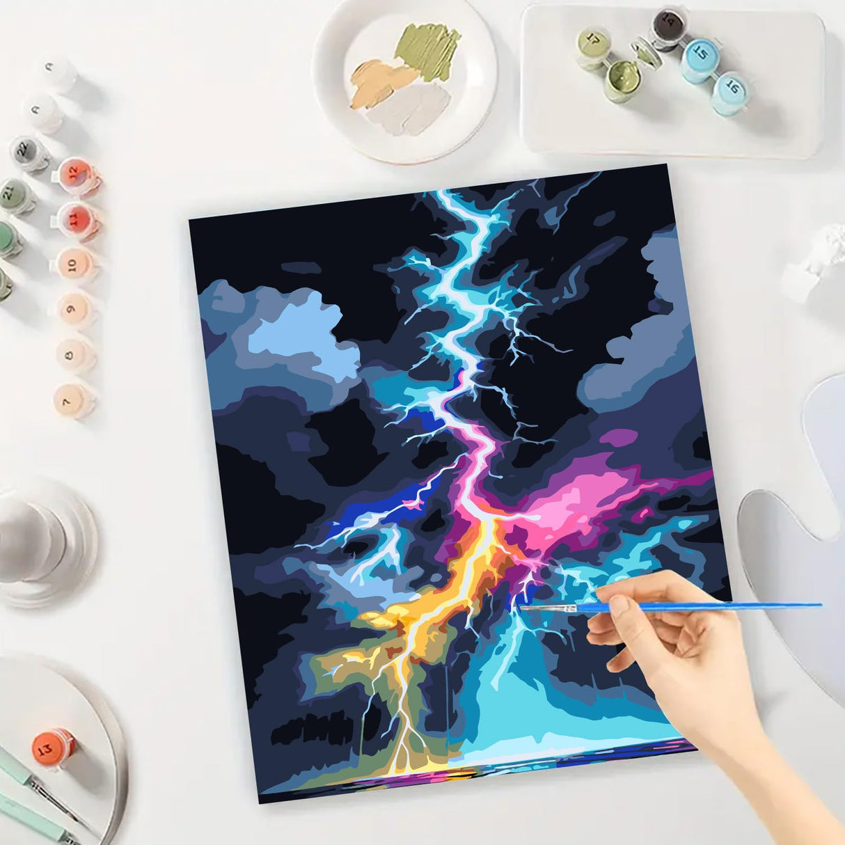 Easy Paint by Numbers Kit for Adults Beginner, Lightning Adult Paint by Number Kits on Canvas, DIY Painting Acrylic Oil for Home Wall Decor 16 x 20 in BYGFHLYW