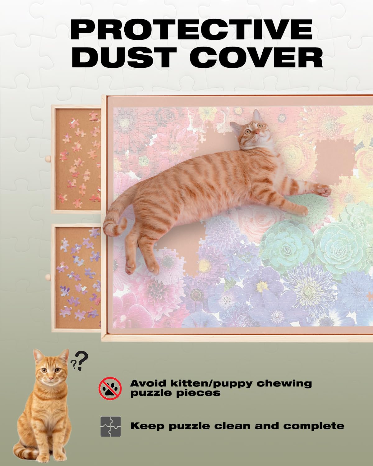 Jigsaw Puzzle Board Table with Drawers and Cover, 1000 Piece Wooden Puzzle Easel, 30''x22'' Portable Tilting Puzzle Plateau for Adults and Children, Translucent Cover XIJ