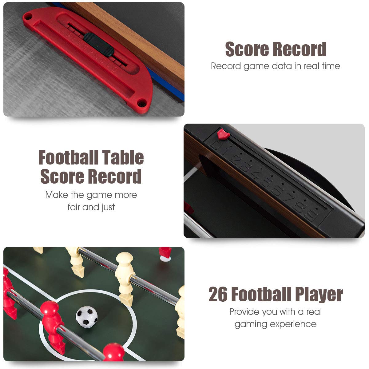 Giantex Multi Game Table, 3-in-1 48" Combo Game Table w/Soccer, Billiard, Slide Hockey, Wood Foosball Table, Perfect for Game Rooms, Arcades, Bars, Parties, Family Night Giantex