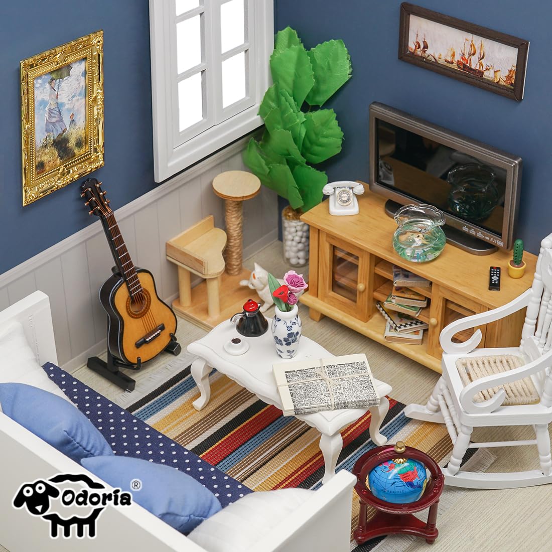 Odoria 1/12 Miniature Curio Display Cabinet Dollhouse Furniture Accessories, Brown Odoria