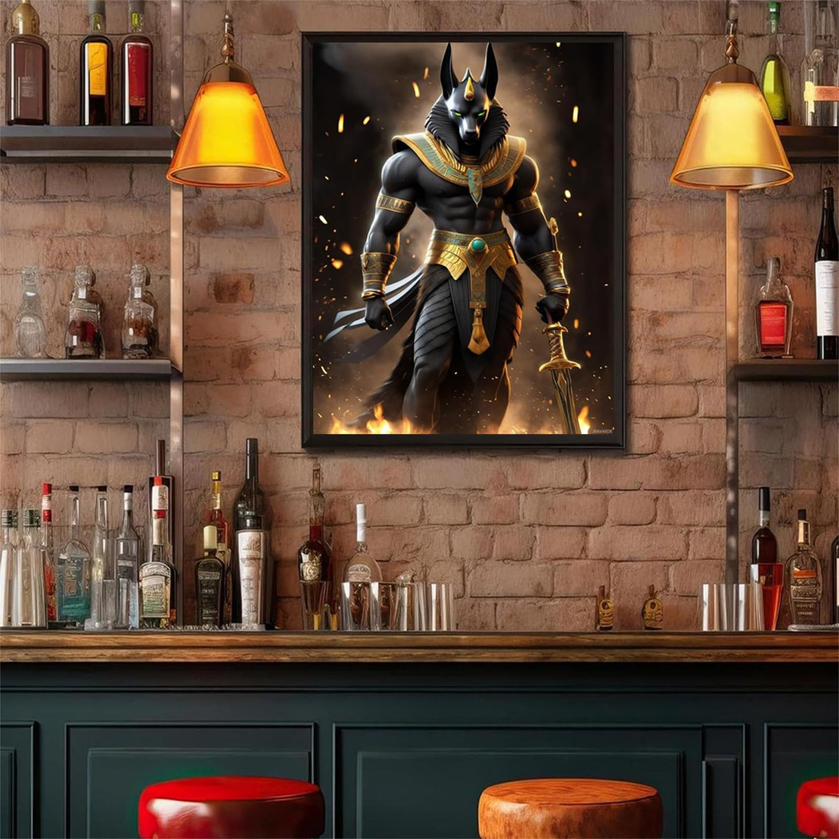 Egyptian Anubis DIY 5D Diamond Painting Kits for Adults, Egyptian Mythology Diamond Art Kits Diamond Painting Full Drill Beginners Gifts Home Wall Decor 12x16 Inch JXAVAXDE