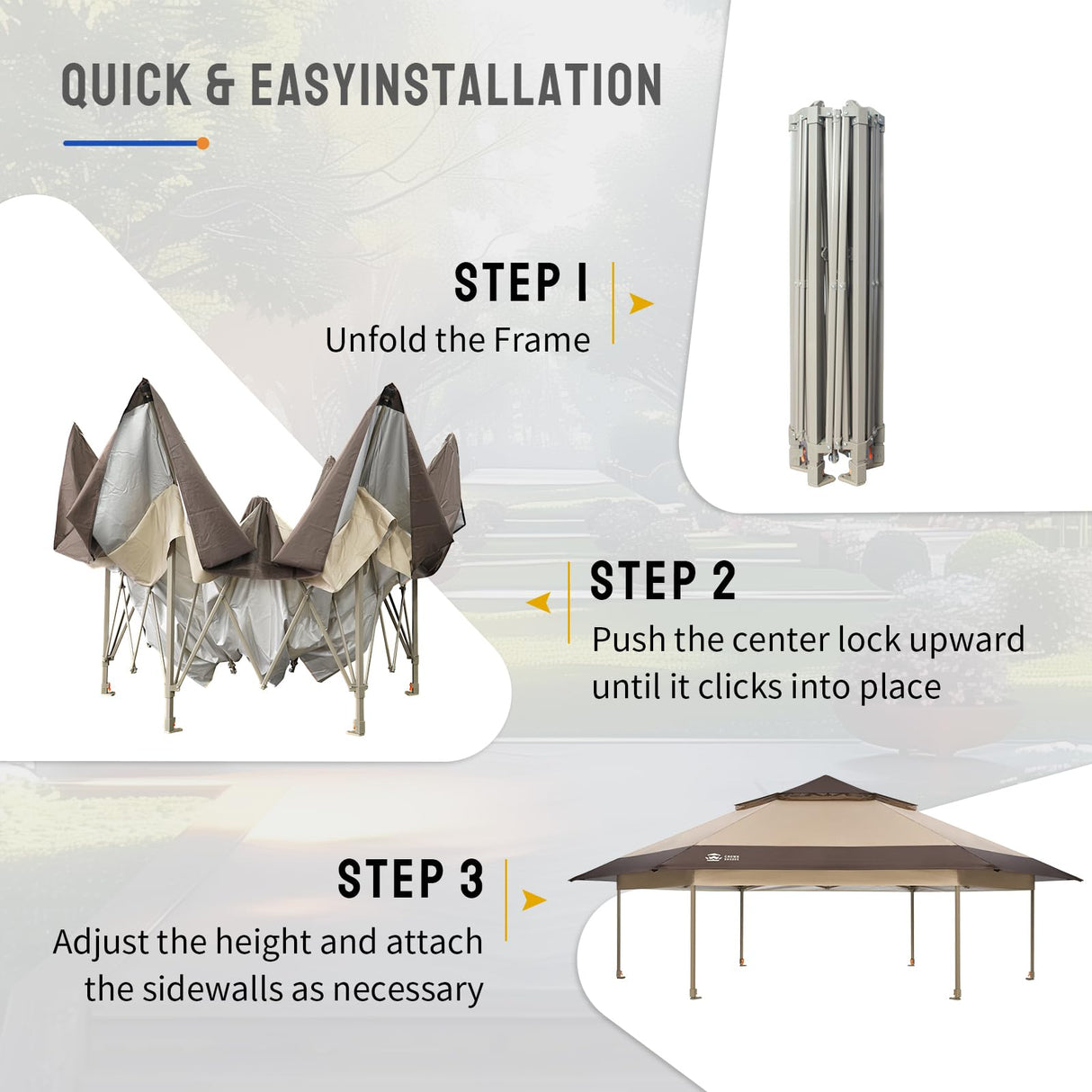 CROWN SHADES 12x12 Pop up Gazebo with Mosquito Nettings, Patented Center Lock 6-Sided Portable Gazebo, 300D Silver-Coated Fabric UV Resistant, Pop Up Canopy Tent for Patio, Party, Beige&Coffee CROWN SHADES