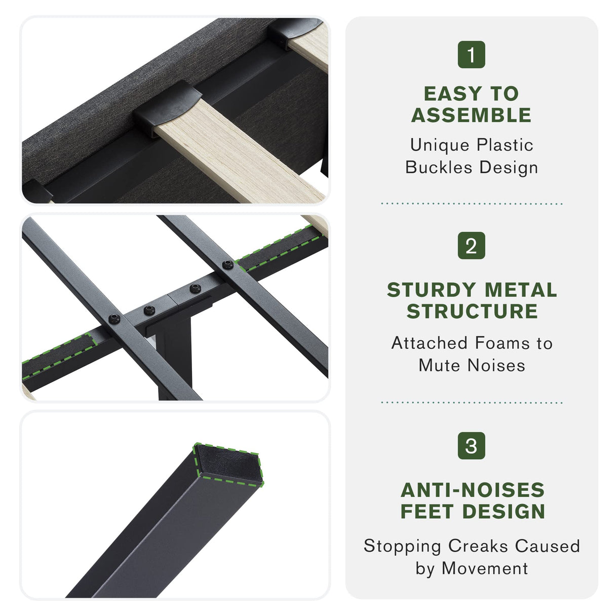 IMUsee Queen Bed Frame with Storage, 3 Large Drawers on Wheels, Fabric Upholstered Platform Bed, No Box Spring Needed, Wood Slats Support, Easy Assembly, Dark Grey IMUsee