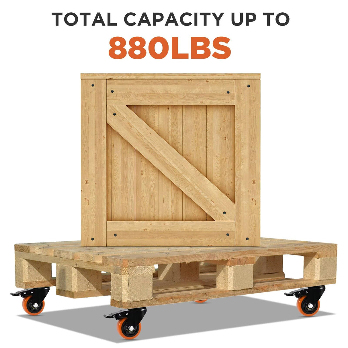 Caster Wheels, Heavy Duty 4 Inch Casters Set of 4, Locking Swivel Casters Wheels for Cart, Furniture and Workbench, Orange EGOFIX