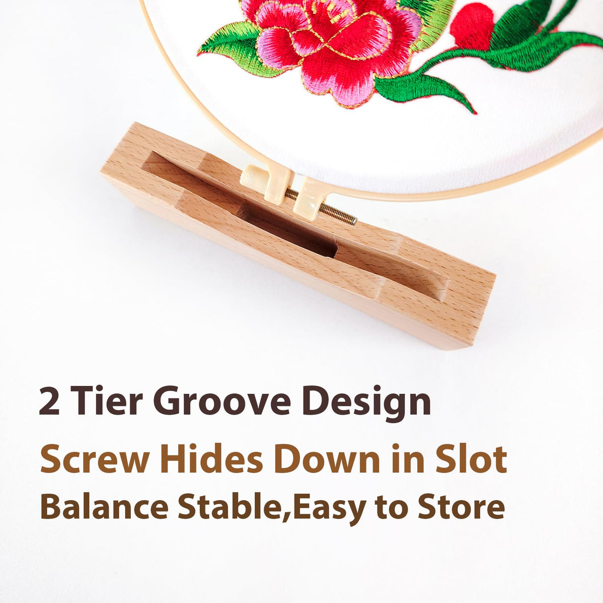 Embroidery Hoop Stand Base 3Pack Embroidery Stand 2 Tier Groove Design Embroidery Display Stand Base ,Embroidery Hoop Display Cross Stitch Kits (Suitable 4-6.7IN Frame) Fembemok