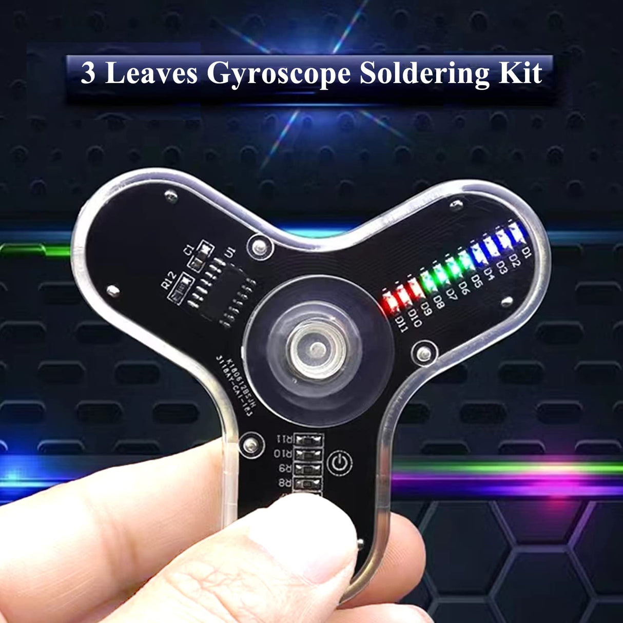 Soldering Practice Kit 3 Leaves LED Rotating Gyroscope DIY Kit Soldering Project Electronics Kit Soldering Practice Kit for Kids Adult ISolderStore ISolderStore