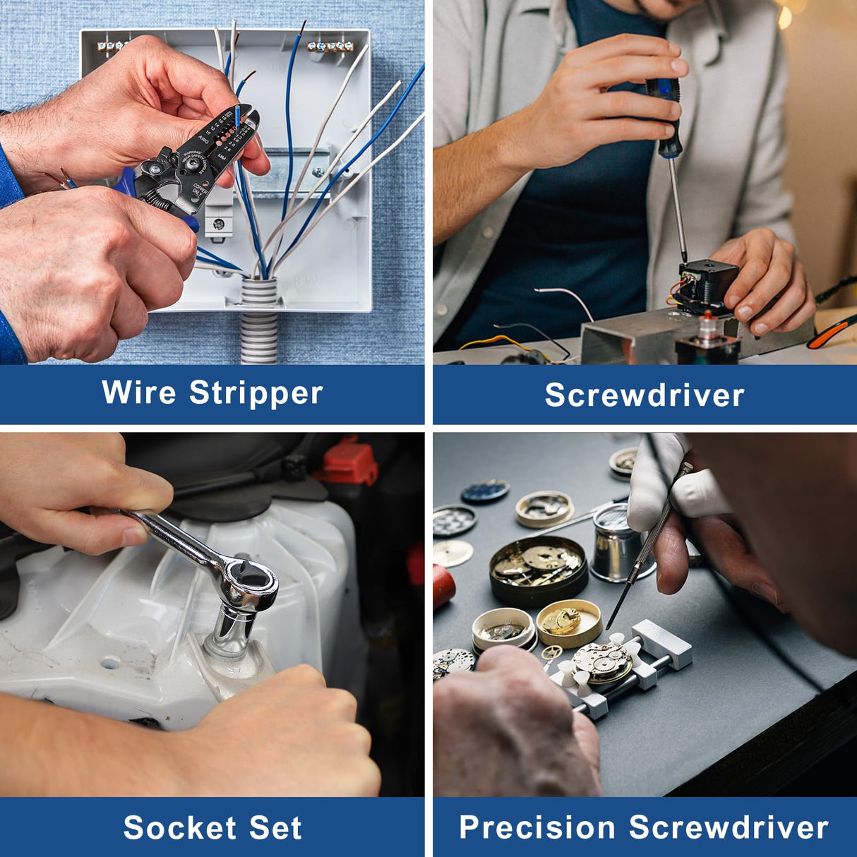 COMOWARE 120 Pcs Home Tool Kit with Drill, 20V Power Tool Combo Kits with 2.0 Ah Li-ion Battery & Charger, 25+1 Clutch, Tool Sets for Men, Household Tool Set for Garden Office Home Repair, Blue Case COMOWARE