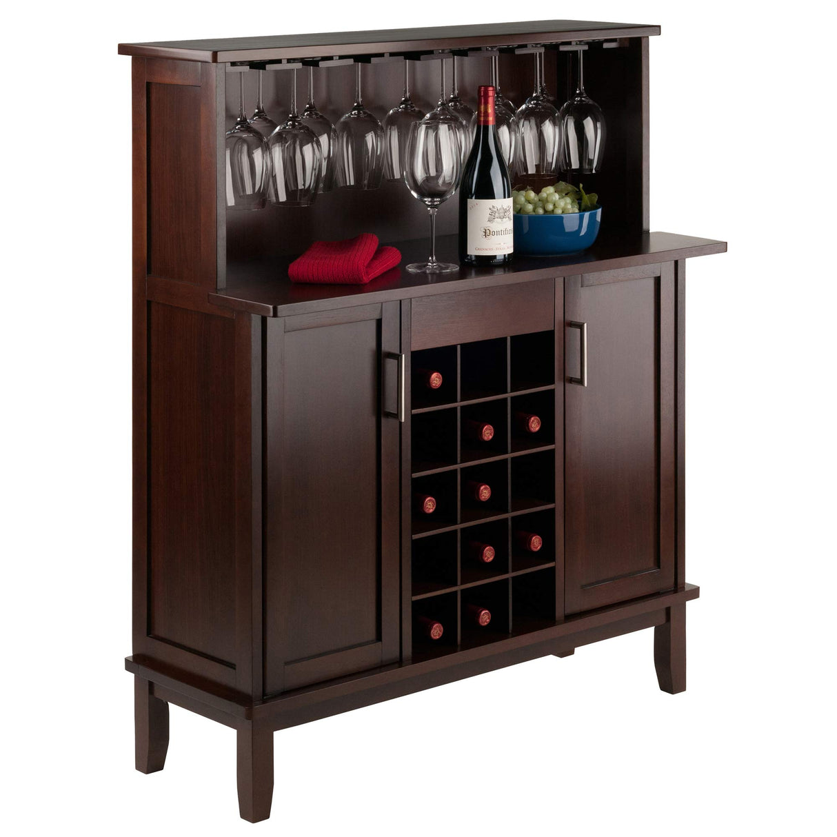 Winsome Beynac Bar Cappuccino Wine Cabinet Winsome