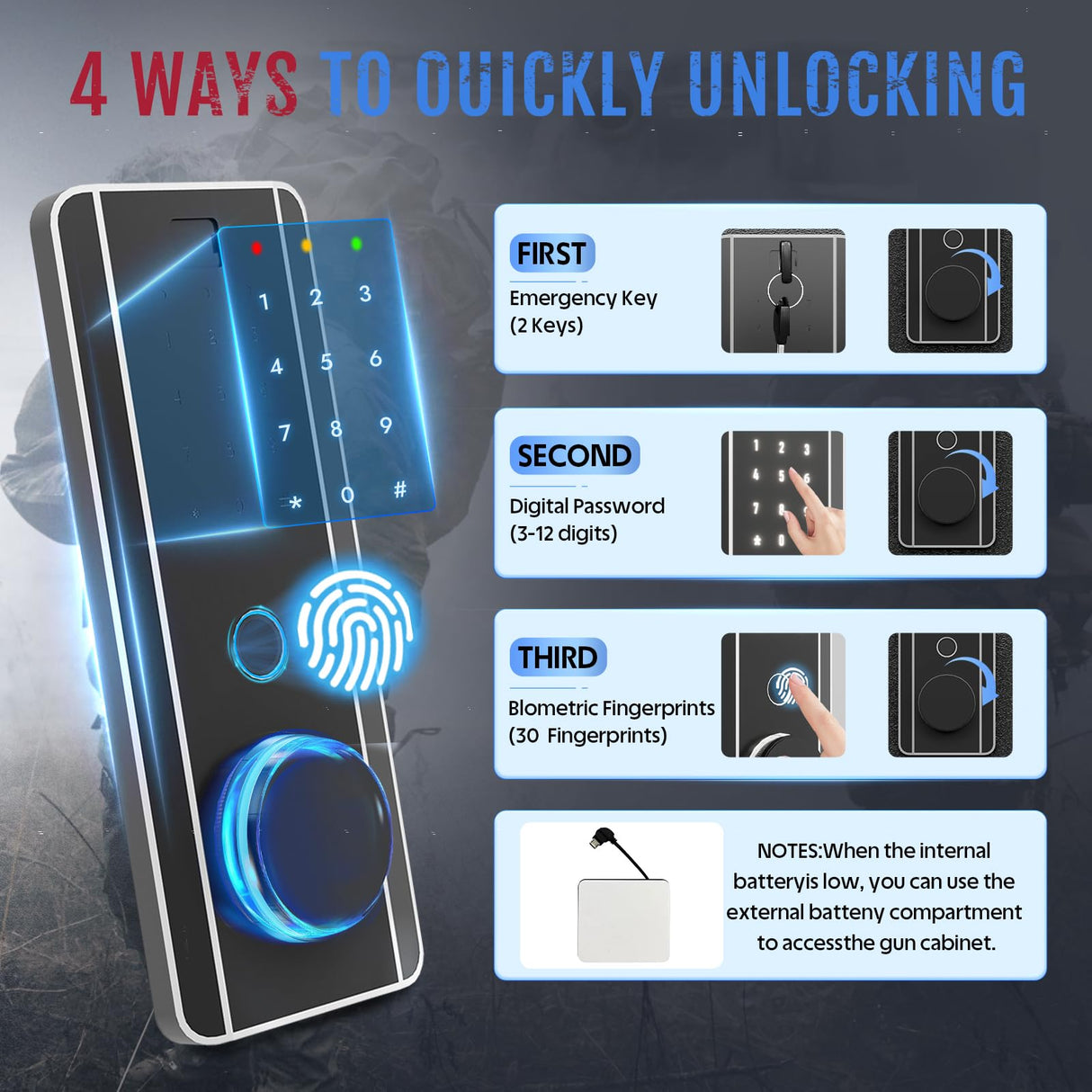 KAER 13-15 Biometric Gun Safe Fingerprint Gun Safe for Rifles and Pistols Rifle Safes for Home Gun Safes for Rifles Multi-Function Gun Cabinet with Adjustable Cabinet Pistols Racks Unassembled KAER