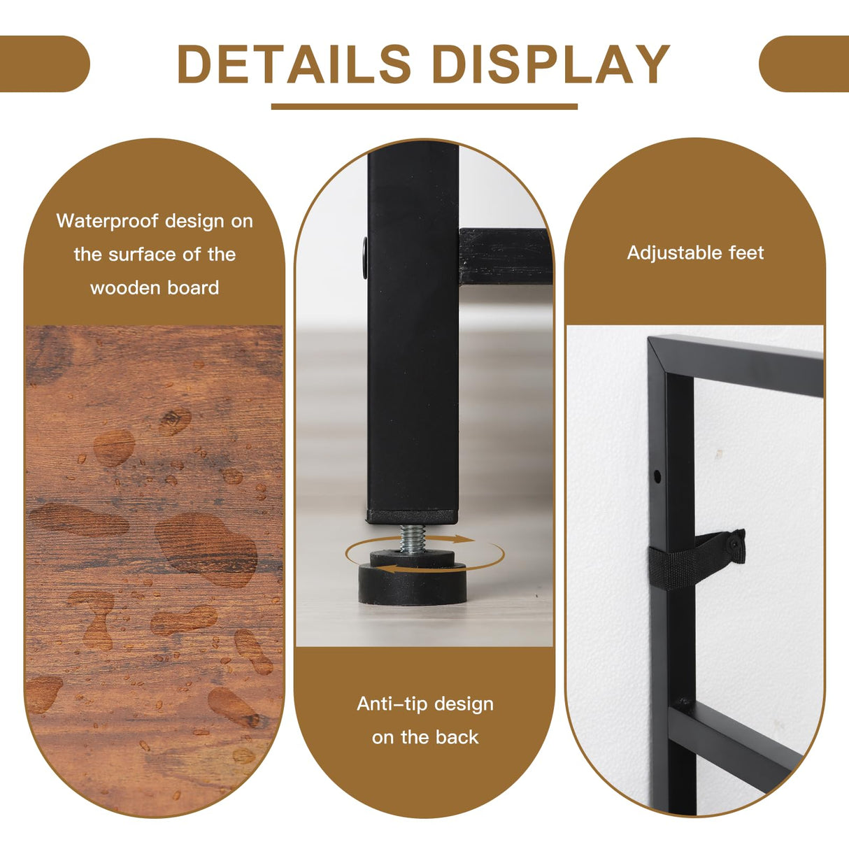 Zhitians Triple 4 Tier Bookshelf, Tall Book Shelf with 11 Open Display Shelves, Adjustable Industrial Bookcase in Living Room, Bedroom, Wide Metal Bookshelf Book Case for Home & Office, Rustic Brown Zhitians