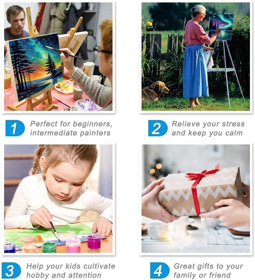 KYOQFVN 2 Pack Paint by Numbers Kit for Adults - Acrylic Easy Framed Canvas Arts and Crafts 8x12inch KYOQFVN