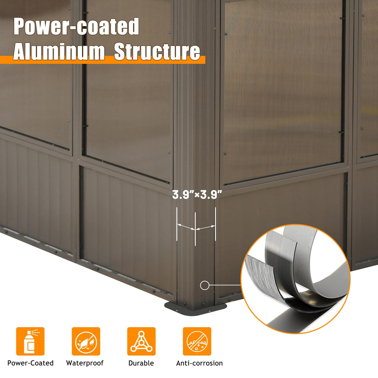 Domi 12'x20' Outdoor Sunroom Kit, Wall Mounted Solarium All Weather with 3 Sliding Double Doors, Aluminum Lean to Gazebo with Galvanized Steel Roof, Detachable PC Screen for Patio, Deck, Backyard domi outdoor living