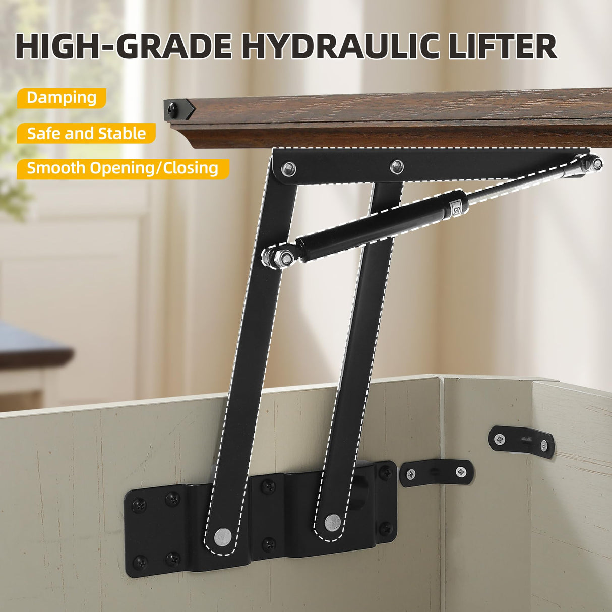 DWVO Lift Top Coffee Table with Storage, Farmhouse Wood Central Table w/Large Hidden Compartment, 2 Storage Drawers, Lift Tabletop Dining Table for Living Room, Reception Room, Rustic White DWVO