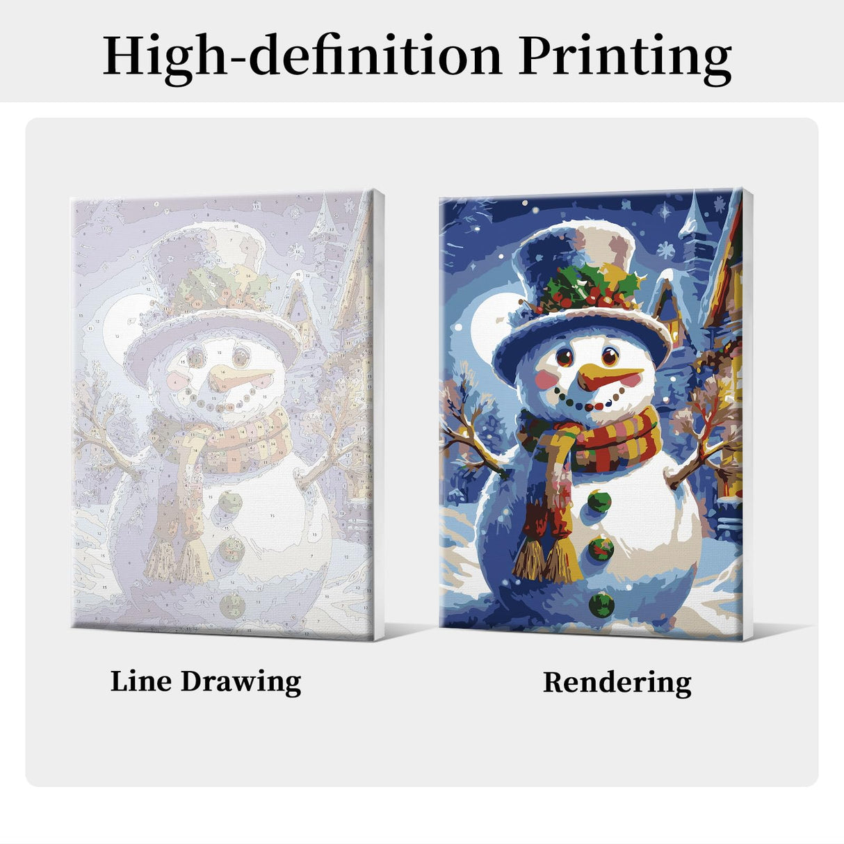 HeeBenor Framed Christmas Paint by Numbers Kit for Adults Beginner, Snowman Paint by Number with Easel, DIY Christmas Adult Paint by Number Kits on Canvas Framed 8x12 Inch for Home Wall Decor HeeBenor