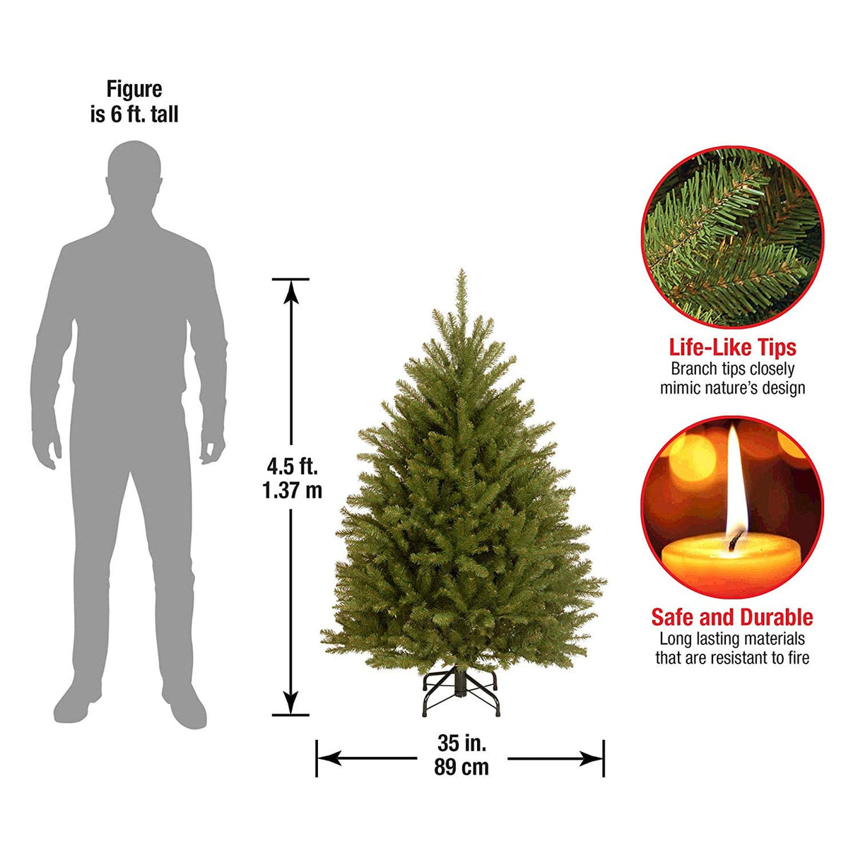 National Tree Company Artificial Mini Christmas Tree, Green, Dunhill Fir, Includes Stand, 4.5 Feet National Tree Company