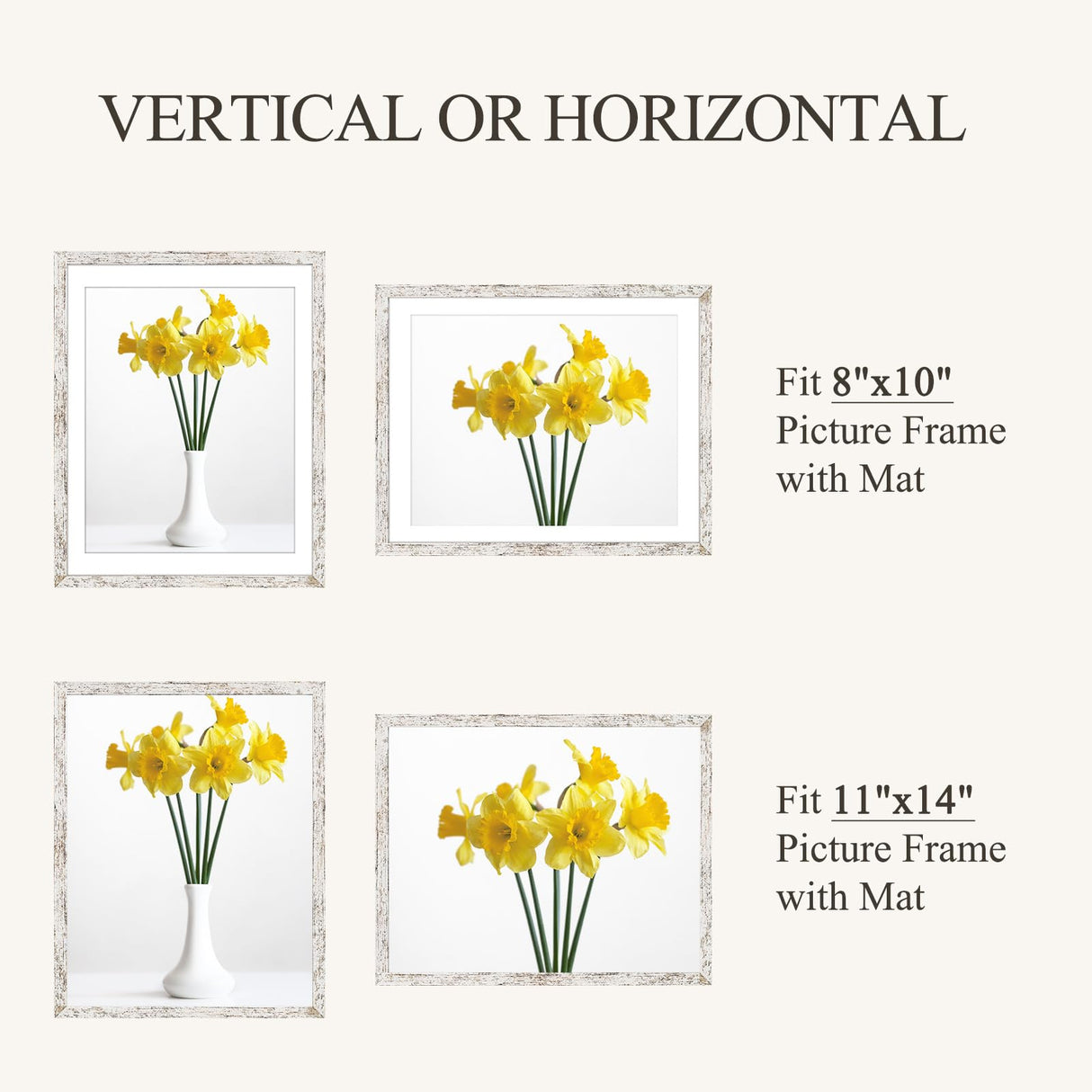 TWING 11x14 Rustic Picture Frames, Distressed White Photo Collage Frame for Wall Decor Display Pictures 8x10 with Mat or 11x14 without Mat,Large Gallery Collage Picture Frames for Wall Mounting TWING