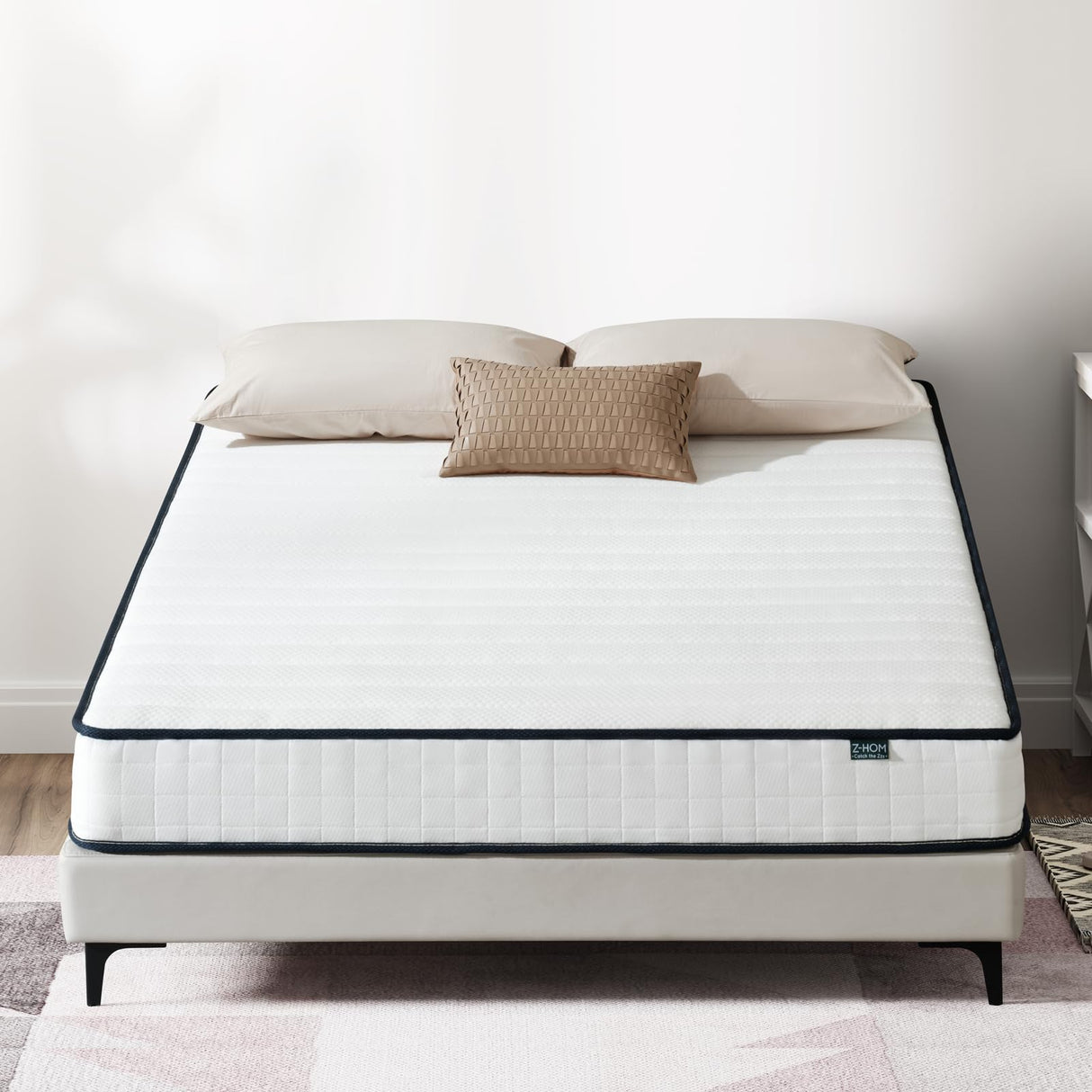 Z-hom Queen Mattress 8 Inch, Queen Size Mattresses Hybrid Innerspring Mattress in a Box, Queen Foam Spring Mattress with Motion Isolation & Pressure Relief for Queen Bed Frames, Medium Soft, White Z-hom