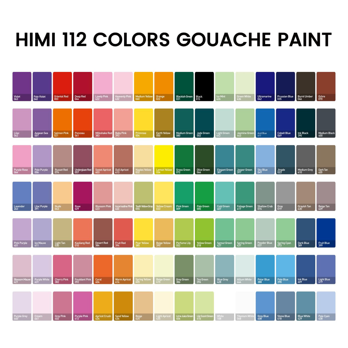 HIMI Gouache Paint Set, 112 Colors x 12g Twin Jelly Cup Design in a Carrying Case, Non-Toxic Paint for Canvas and Paper, Perfect for Artists, Student, Gouache Opaque Painting(White) ARTME