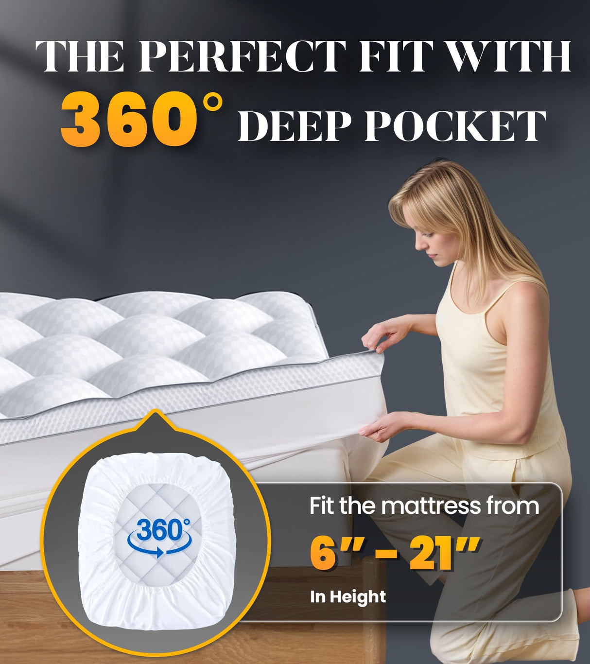 3 Inch Ultra-Fluffy Memory Foam Mattress Topper Queen for Back Pain, Extra Soft Pillow Top Queen Mattress Topper with 4X Support, Mattress Pad with Breathable Air Mesh Sides, 6-21'' Deep Pocket Milcabe