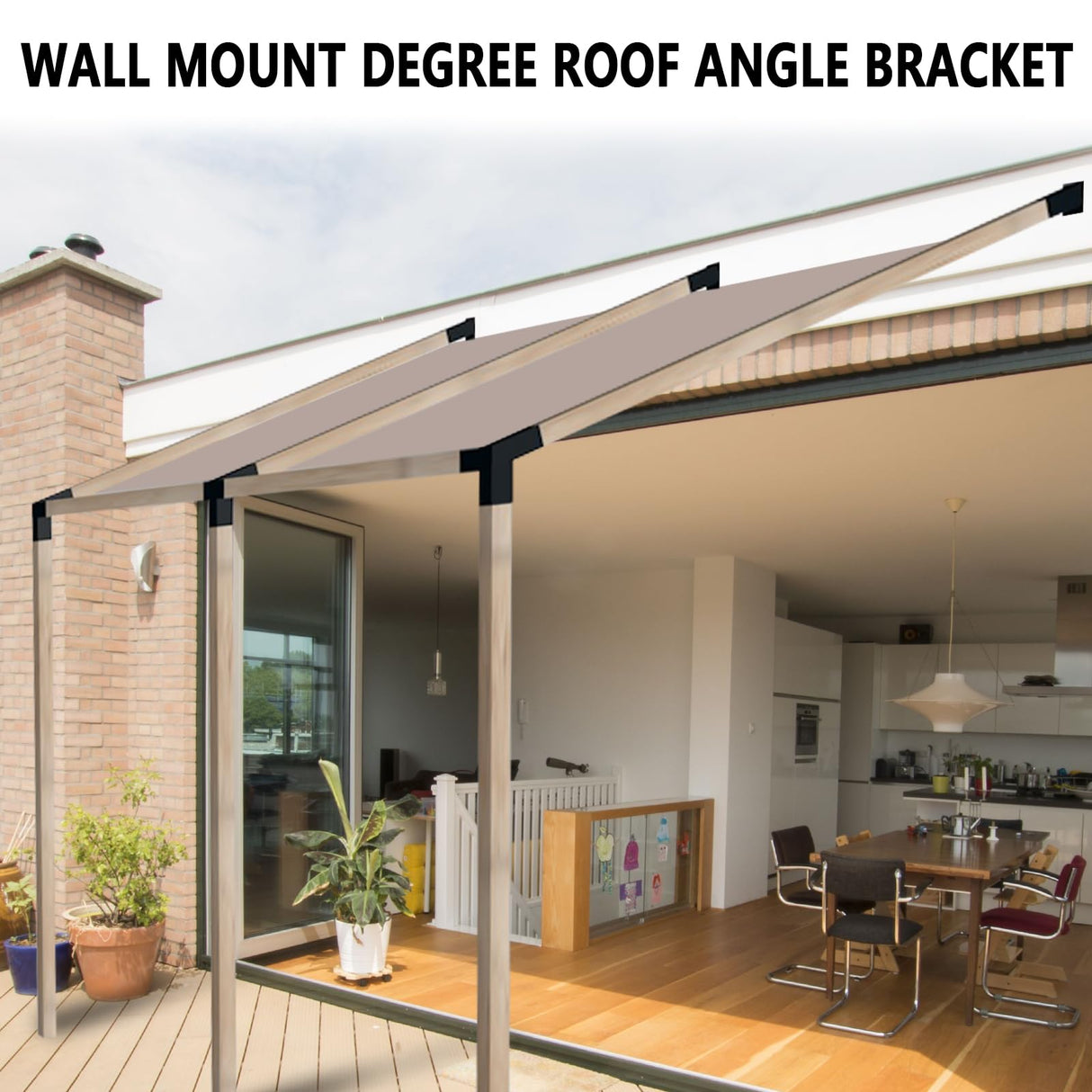 DEVALLEY 3-Way T-Shape Pergola Bracket Kit,Woodwork Brackets with Screws for 4x4(Actual:3.5"x3.5") Wood Beams for Patio Pergola,Log Cabin Gazebo W/Hardware(1Pack) DEVALLEY