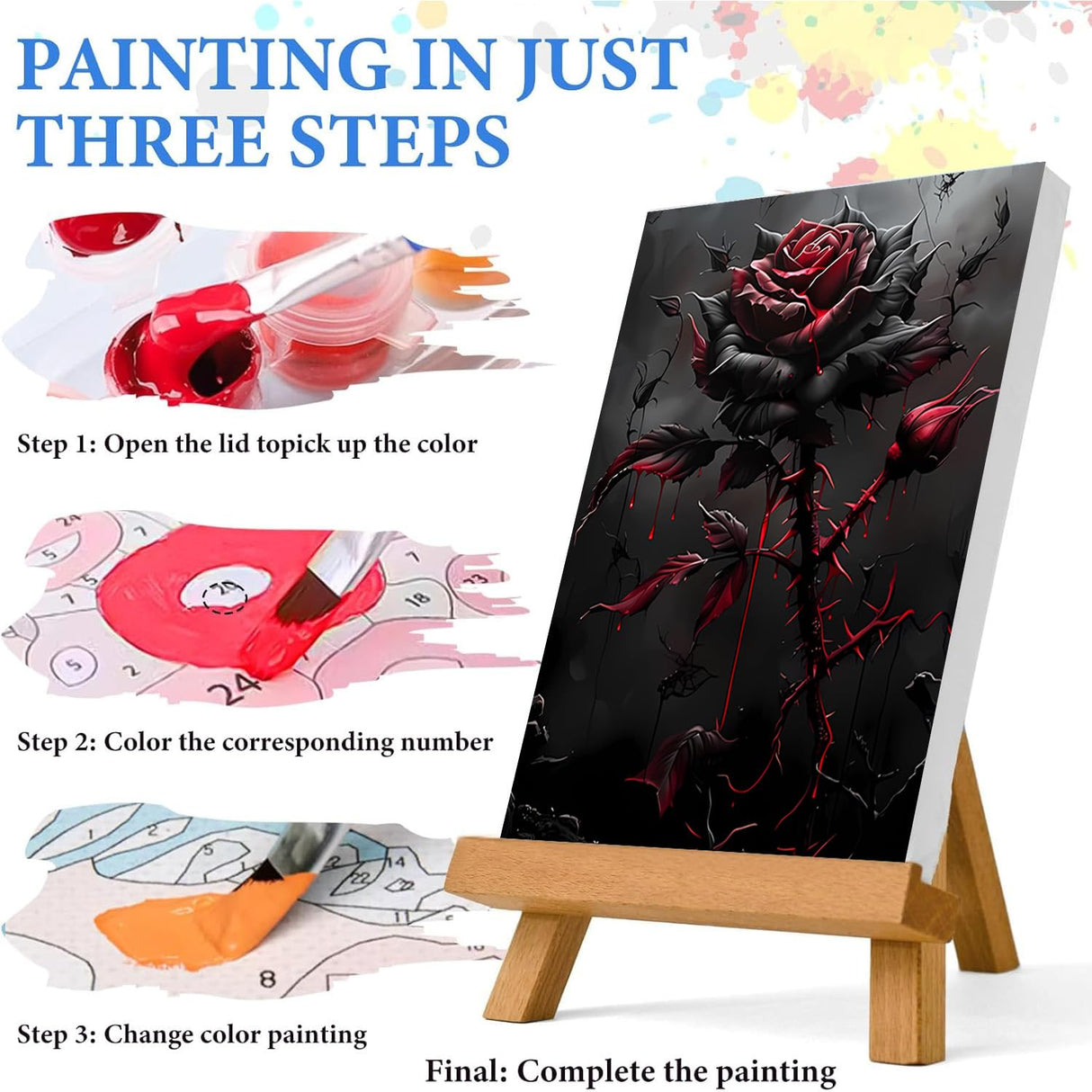 YULIDECO Paint by Numbers for Adults Beginners,Paint by Numbers Gothic 3-Piece Set,DIY Skull Acrylic Painting on Canvas for Home Wall Art Decor (12x16Inch) YULIDECO