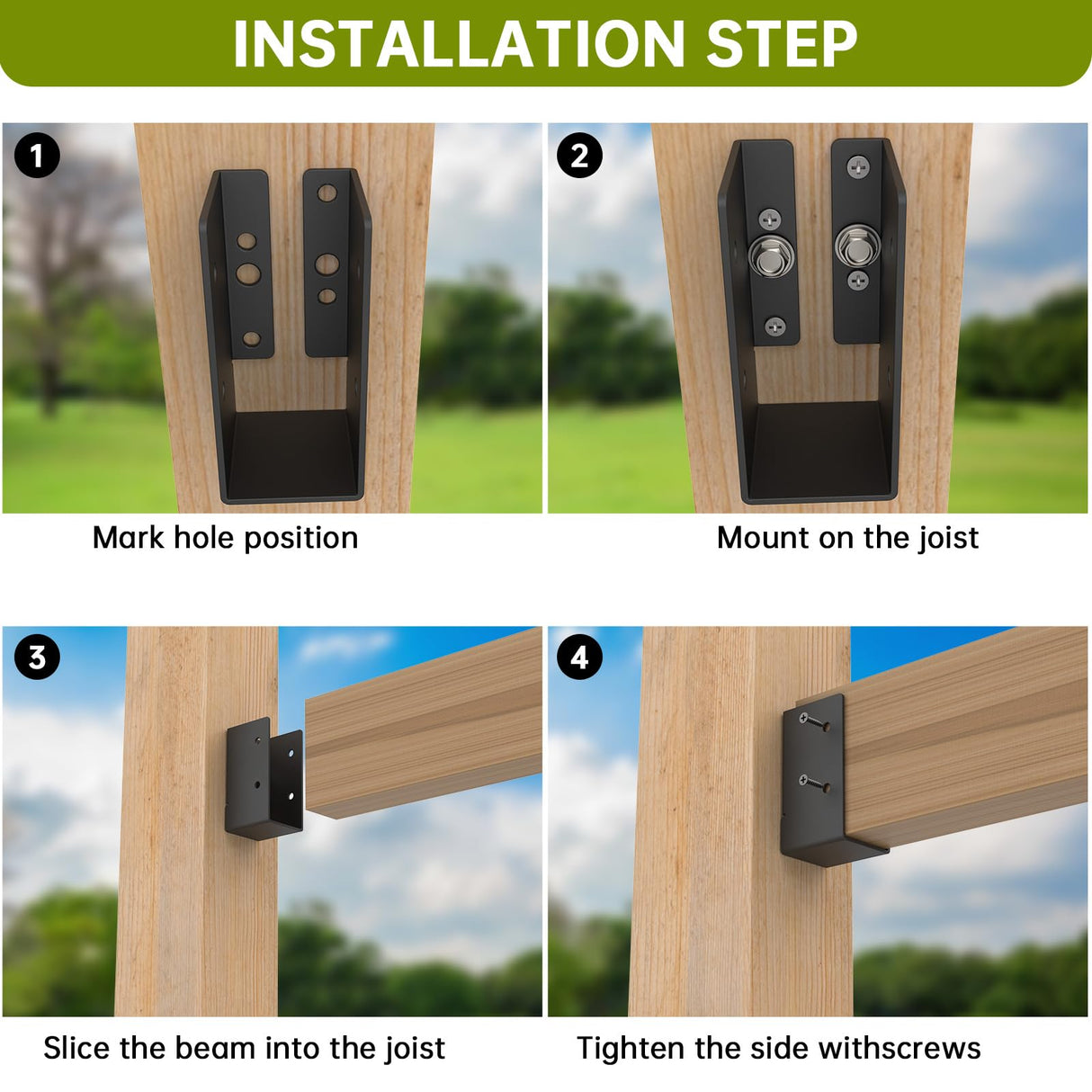 8Pcs Concealed Joist Hanger, 2" x 4"Outdoor Concealed-Flange Hanger, 2"x4" Outdoor Trim Concealed Flanges for 2"x4" Beam, Swing, Handrail, Fence woiron