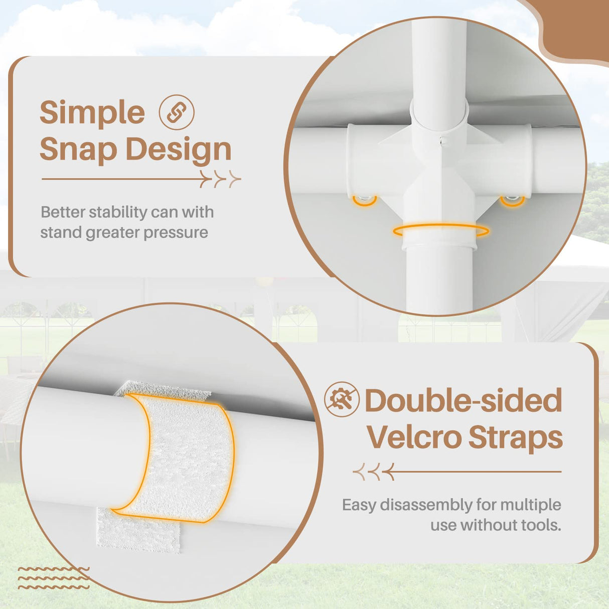 Greesum 10x30 Outdoor Canopy Tent, Patio Gazebo, for Party Wedding BBQ Events with 8 Side Removable Walls, Waterproof Canopies, White Greesum