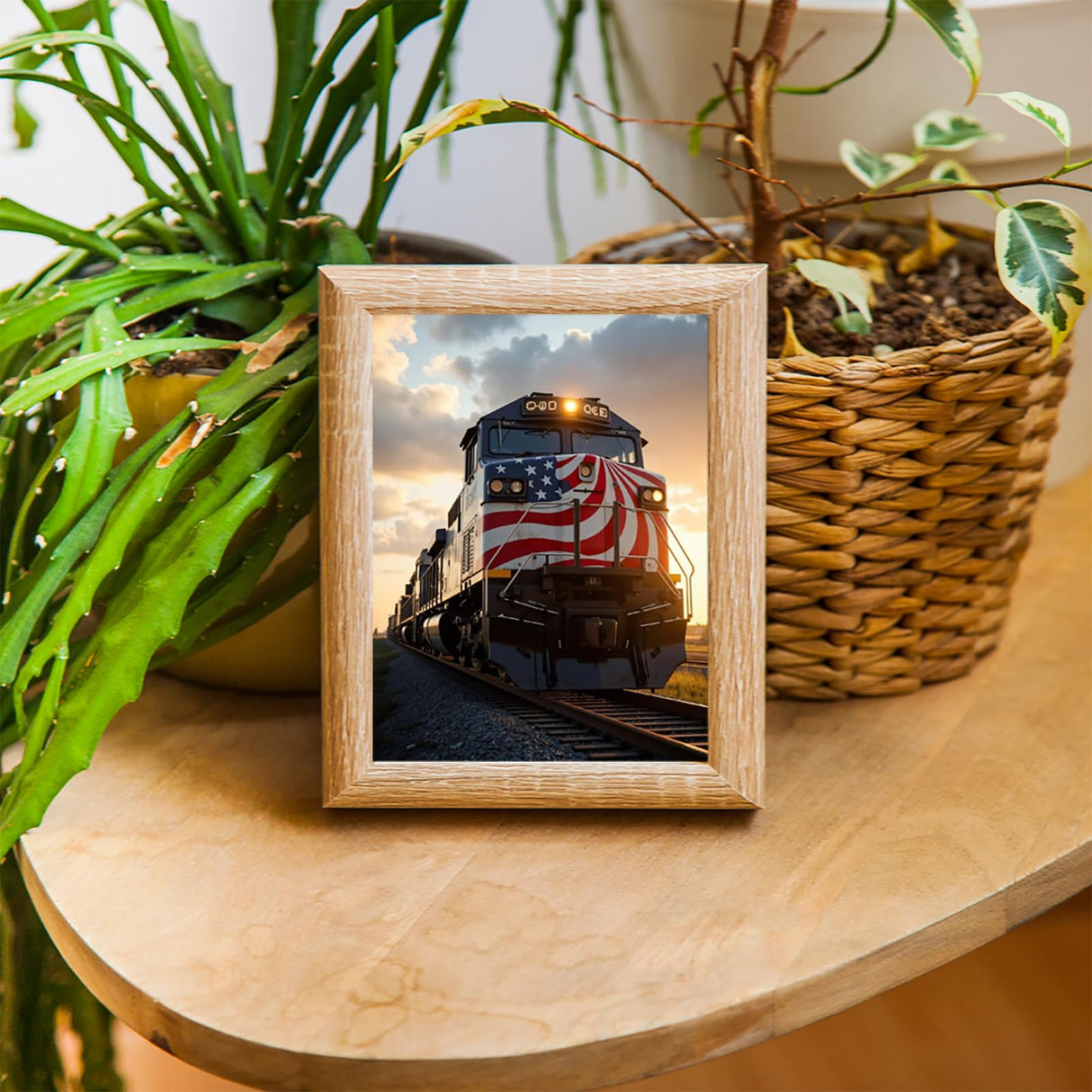 Train Locomotive Sunset Flag Rails Diamond Art Kits for Adults, Round Full Drill 5D Diamond Painting Diamond Art for Beginners, Diamonds Pictures Diamond Painting Crafts Home Wall Decor 12x16 Inch KAYEIUU