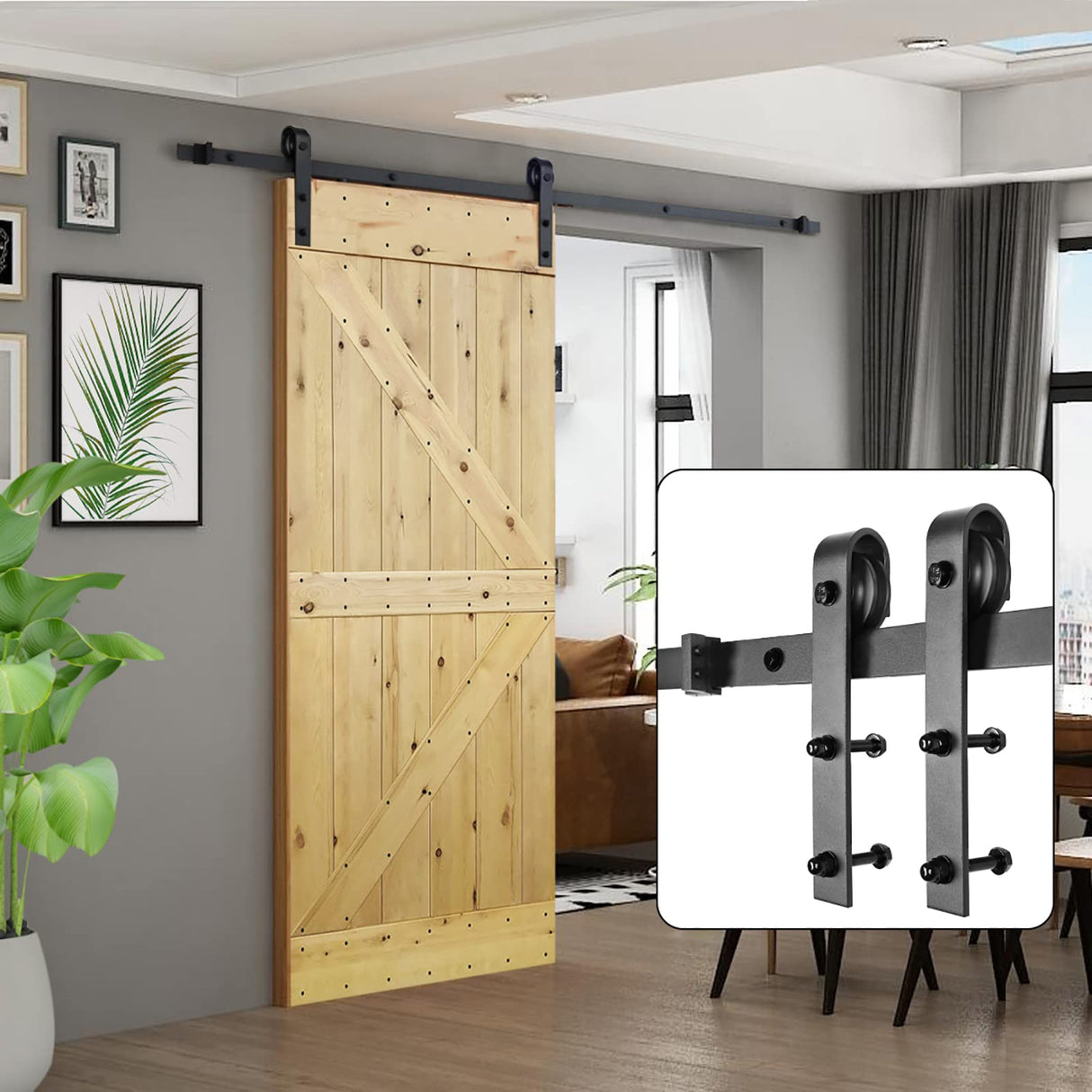 U-MAX 6.6 FT Sliding Barn Wood Door Basic Sliding Track Hardware Kit (Basic "J") U-MAX