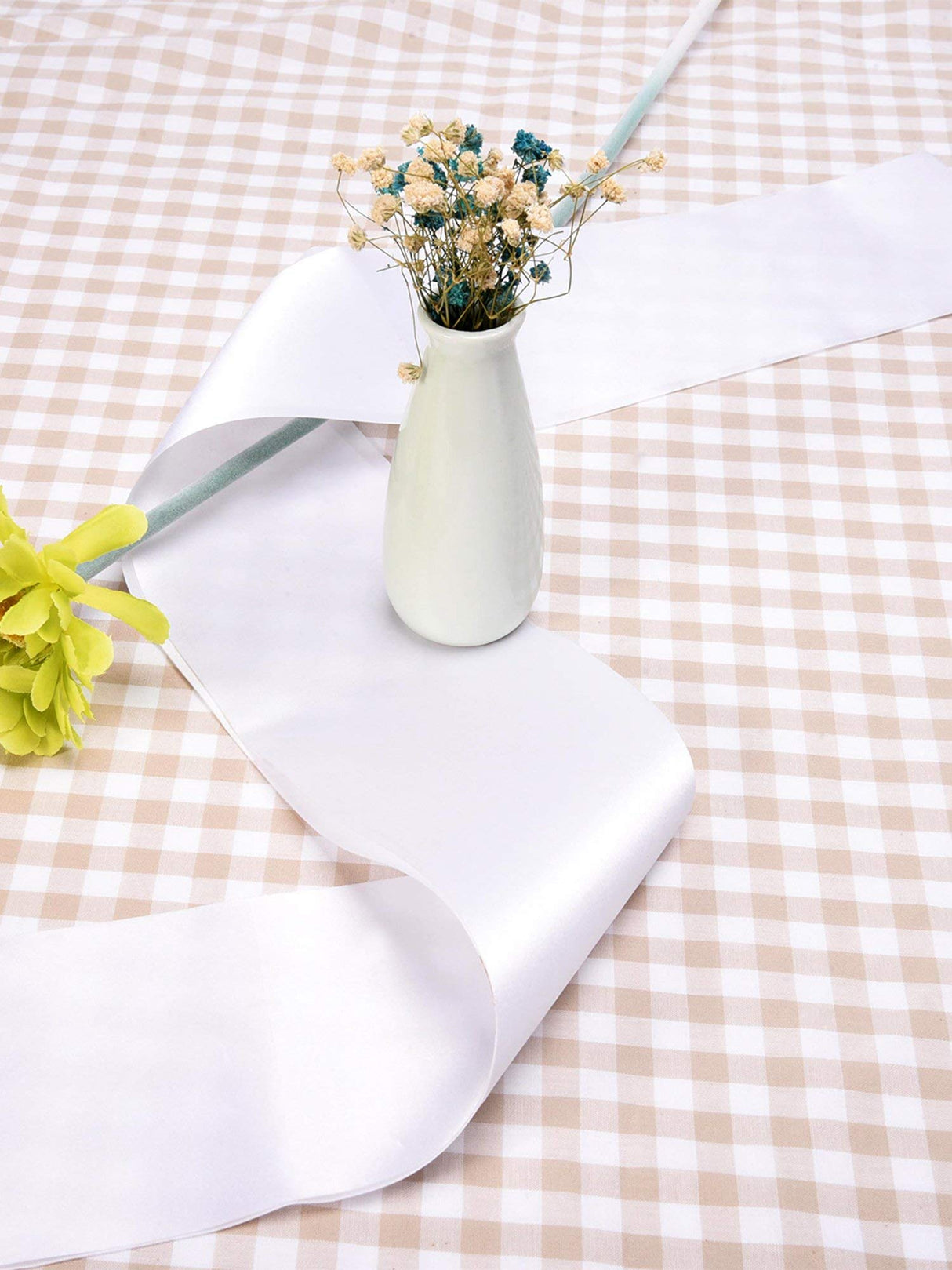 Blank Satin Sash Party Accessory for Wedding, Party Decorations and DIY, White (2) EBOOT