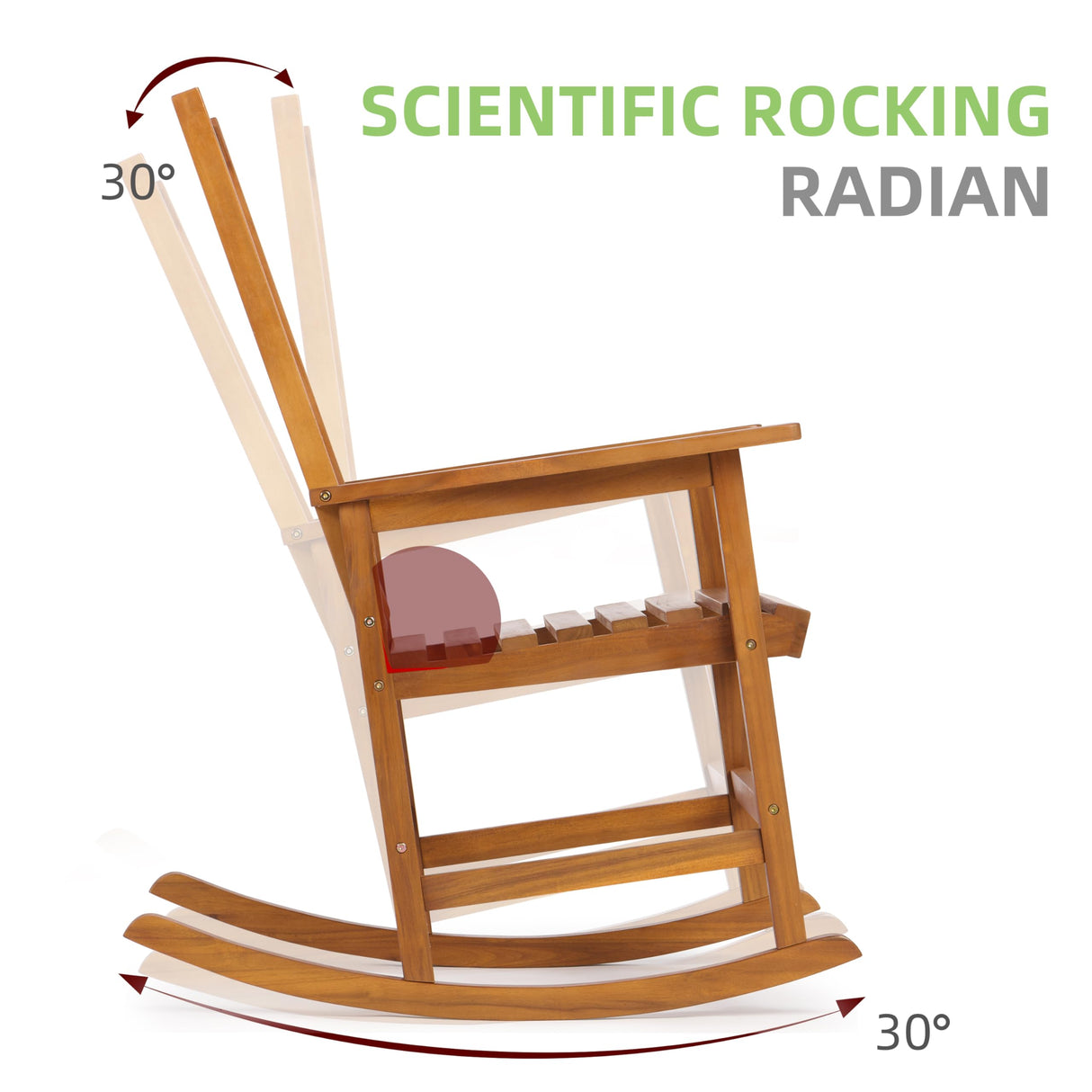 Mederlo Acacia Wood Outdoor Rocking Chiar, Patio Rocker for Front Porch, Deck, Indoor Mederlo