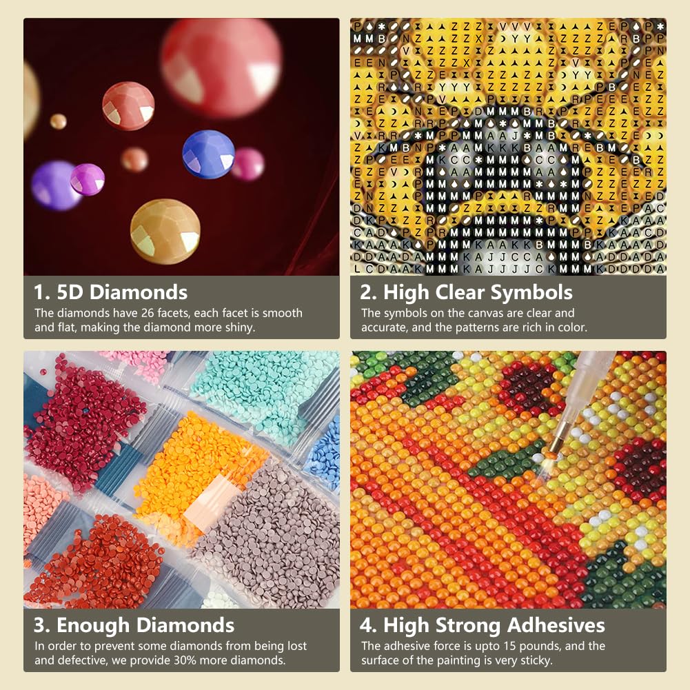 SJUTOUCI Diamond Painting Kits for Adults, Bee Diamond Art Kits for Beginners, 5D DIY Full Drill Gem Craft Art for Home Decor Gift 11.8x11.8 inch, Animal SJUTOUCI