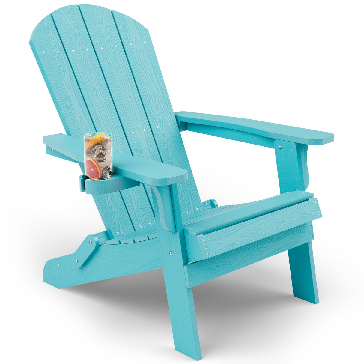 YEFU Adirondack Chair, Oversized Plastic Adirondack Chair Folding Outdoor Chairs with Cup Holder, Lawn Chair with Weather Resistant for Outside Deck Lawn Garden, Weight Capacity Up to 400 Lbs –Aruba YEFU