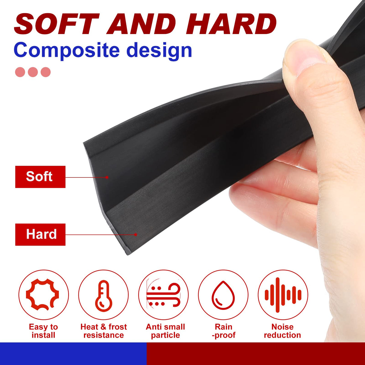 Weatherproofing Garage Door Seals Top and Sides Seal Strip PVC Garage Door Weather Stripping with Screws(Black, 50 ft) Nuogo