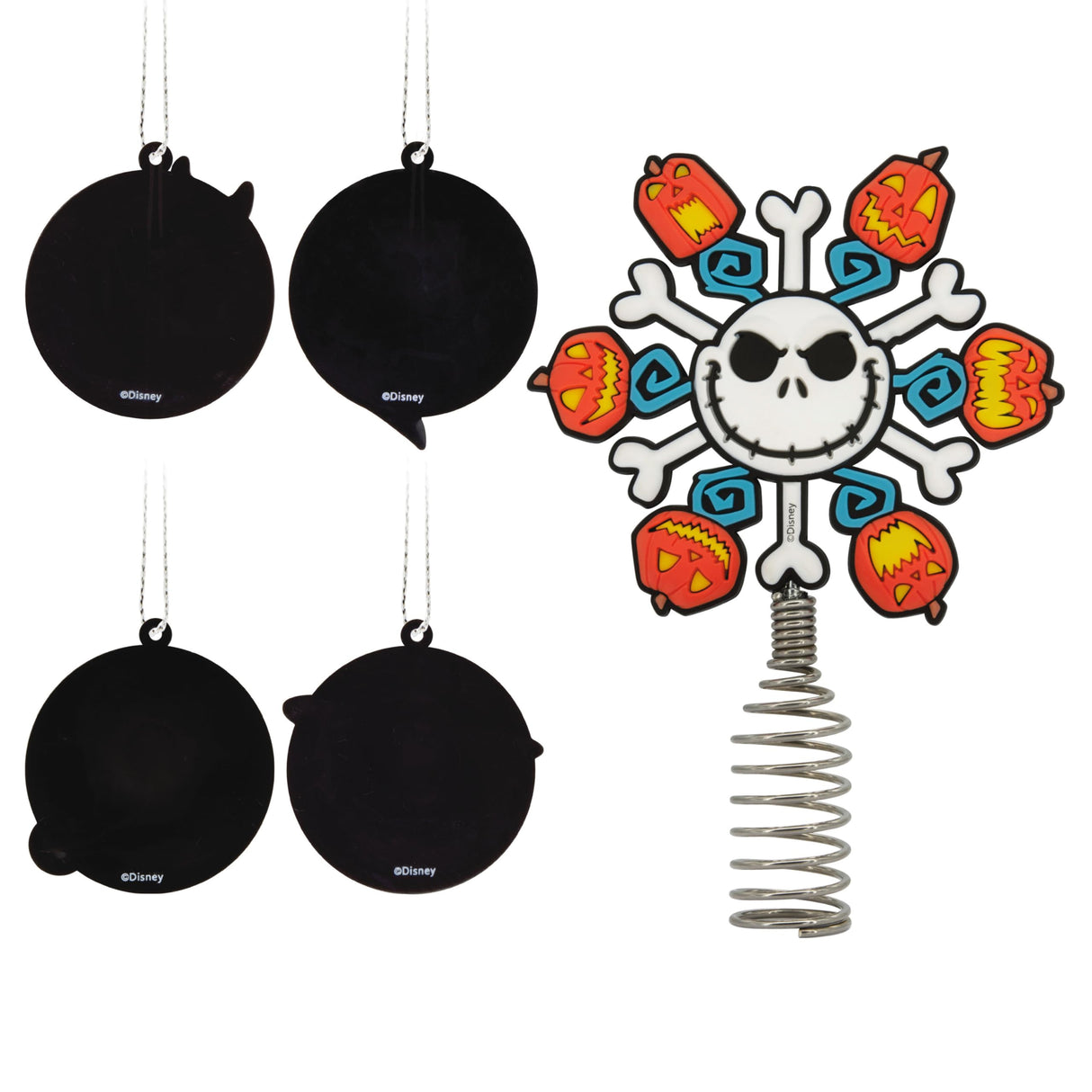 Hallmark Disney Tim Burton's Nightmare Before Christmas 5" Miniature Christmas Tree Topper and Mini Ornaments, Set of 5, Shatterproof Hallmark