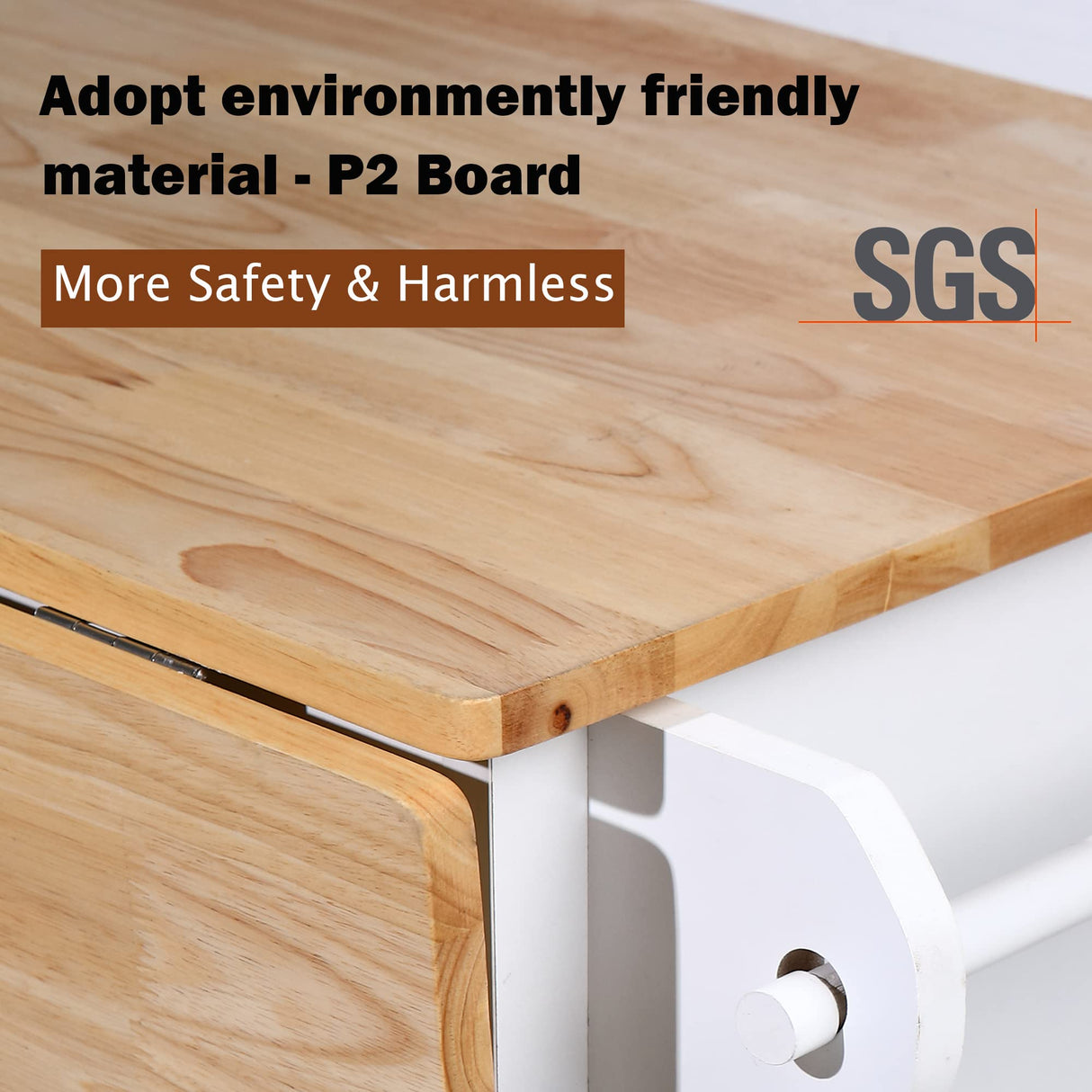 PHI VILLA Kitchen Island Cart on Wheels - Portable Kitchen Island with Drop Leaf, Rolling Kitchen Island with Storage PHI VILLA