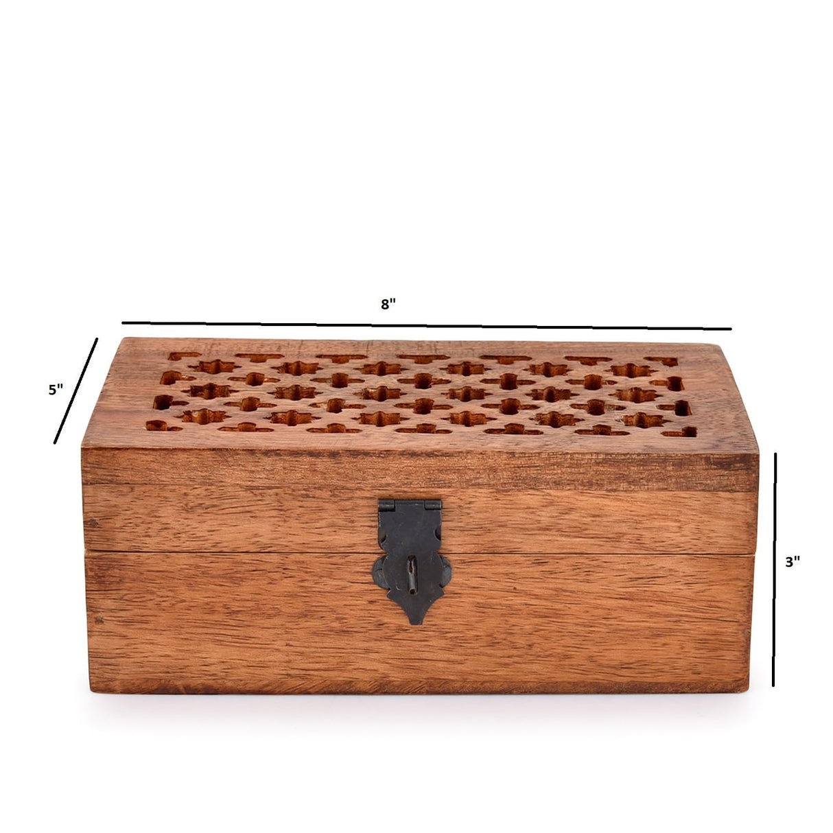 NIRMAN Mango Wood Decorative Wooden Box with Hinged Lid Wooden Storage Box, Decorative Bo xes With Lids (8" x 5" x 3") NIRMAN