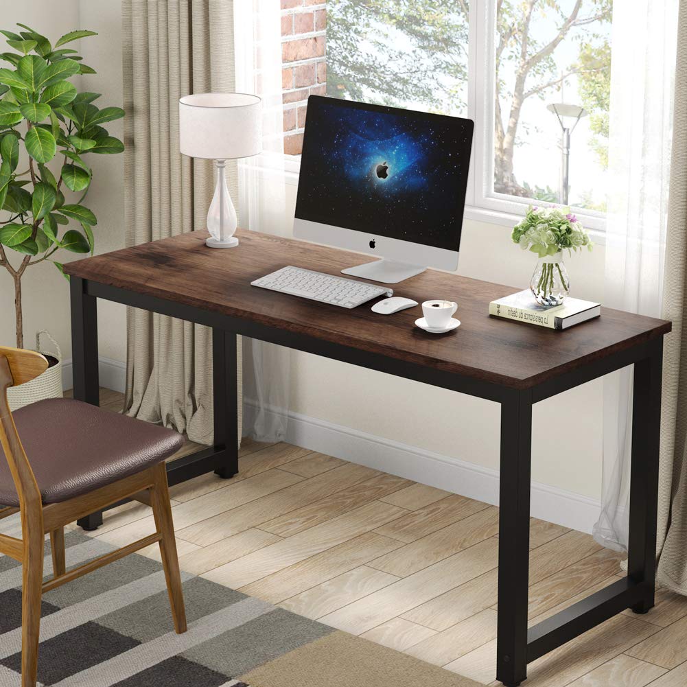 Tribesigns Computer Desk, 55 inch Large Office Desk Computer Table Study Writing Desk Workstation for Home Office, Rustic Brown Tribesigns