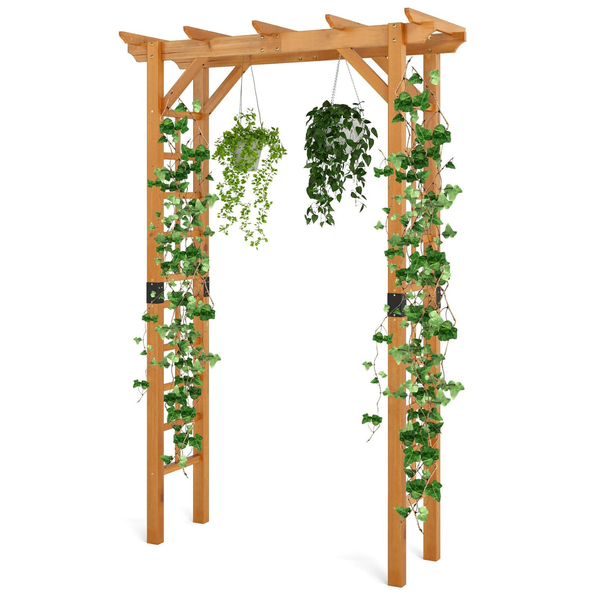 Moccha Flat-top Wooden Garden Arch - 7 FT Outdoor Arbor Trellis for Climbing Plants, Roses, Vines, Outside Pergola Planter, Garden Arbor for Lawn Backyard Wedding Ceremony Bridal Party LDAILY