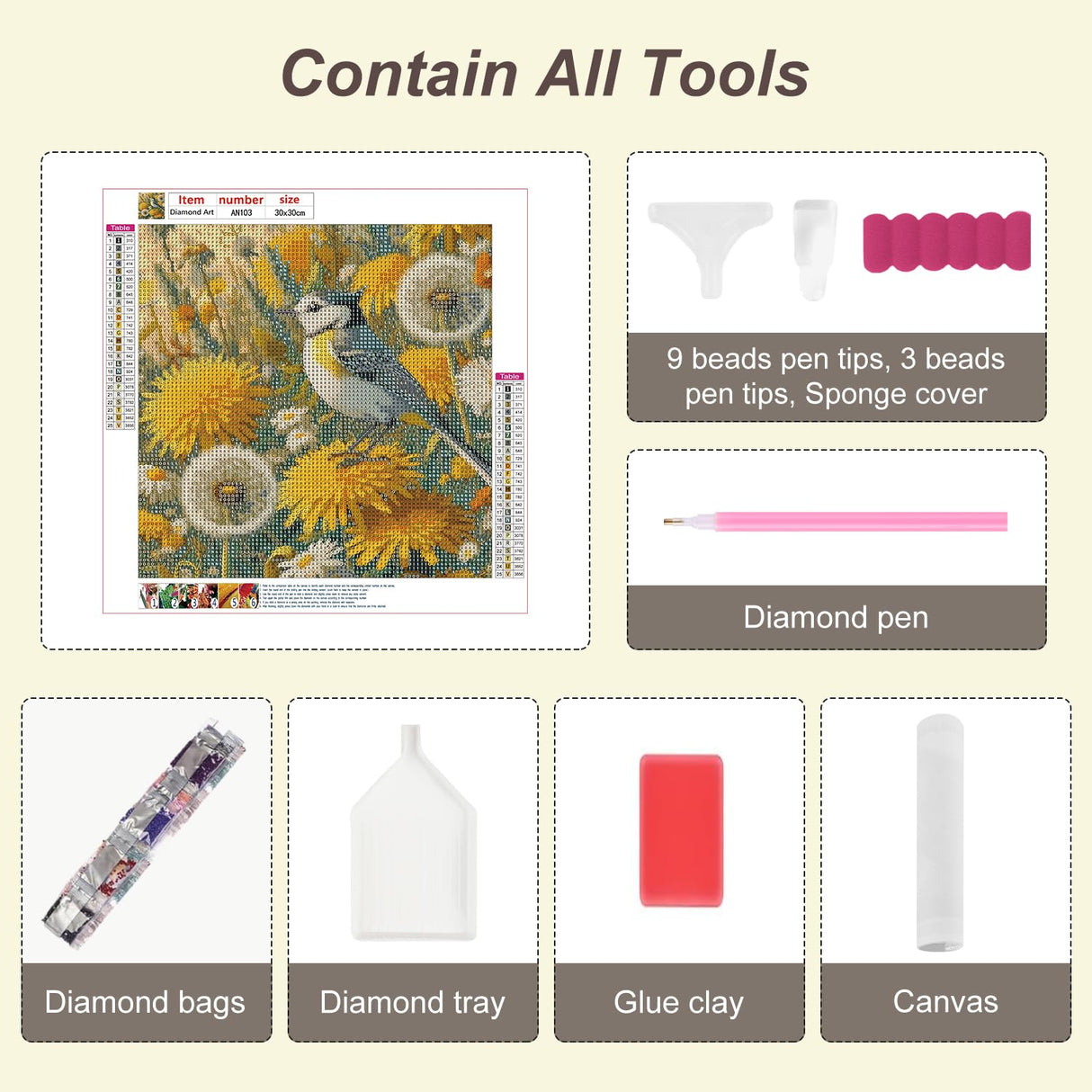 Anuver Diamond Art Kit, Bird Diamond Painting Kit for Adults, 5D DIY Full Diamond Diamond for Beginners, Gem Craft Painting Home Wall Decoration, 12x12 inch Anuver