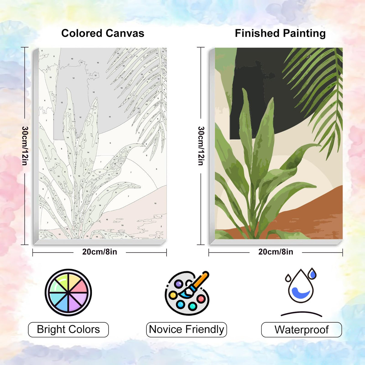 4 Pack Framed Paint by Numbers Kit for Adults Beginner with Wooden Easel, Green Plant Paint by Number Kits with Frame, DIY Acrylic Simple Painting by Numbers for Home Wall Decor Gift 8x12 inch Yezavesu