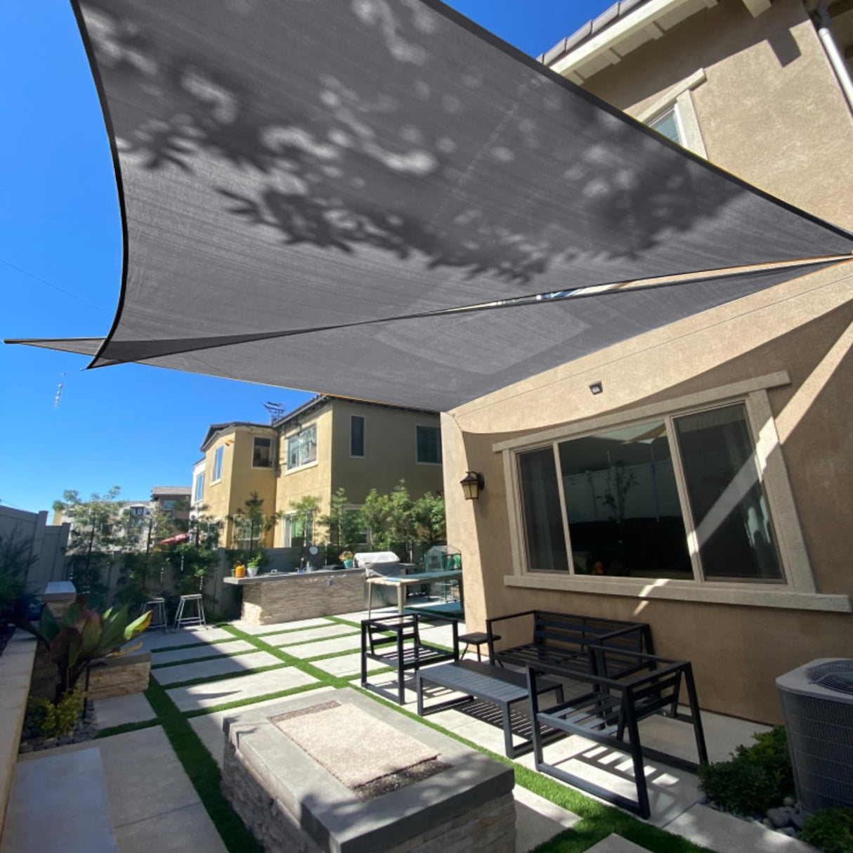 SUNLAX Sun Shade Sail 14' x 14' x 14' Dark Grey Triangle Canopy Sail Shade Cover UV Block Permeable Sunshade Outdoor for Patio Backyard (We Make Custom Size) SUNLAX