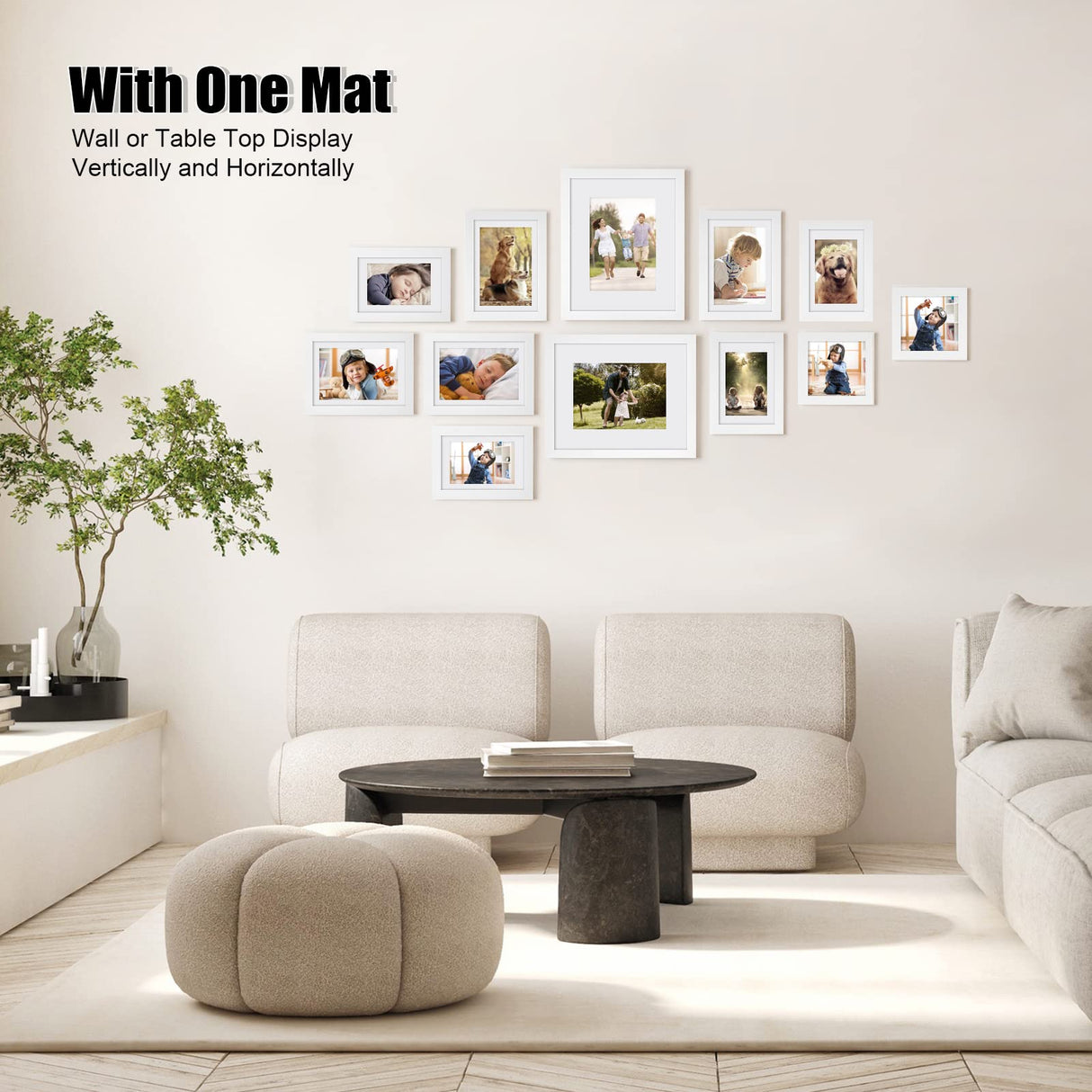 Egofine Picture Frame Set 12 Pack, Picture Frames Collage Wall Decor with Two 8x10, Four 5x7, Four 4x6, Two 4x4, Photo Frames for Wall and Tabletop, Made of Solid Wood, Covered by Plexiglass, White Egofine