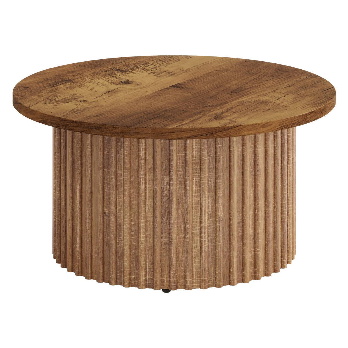 Tribesigns 31.5" Round Coffee Table, Farmhouse Circle Coffee Table with Metal Base, Modern Wood Accent Center Table Sofa Side Table for Living Room, Home Office, Wood Grain Veneer Top Tribesigns