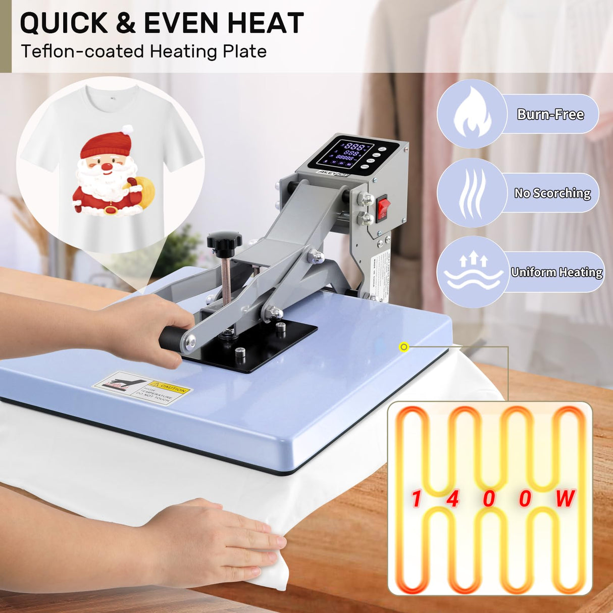 AKEYDIY 15x15 Heat Press, Digital Shirt Press Heat Up Fast & Even, Pro Pull Out Heat Press Lower Platen Slide Out Heat Transfer Sublimation Heat Press Machine for Tshirts, Pillow, Pad, Bag, Purple AKEYDIY