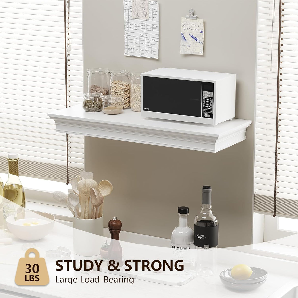 Eylar Intact Secret Home Decor with Hidden Storage, Floating Night Stand with Gun Drawer, Space-Saving Gun Shelf for Bedroom, Hallway, Office, Solid Wood (White) Eylar